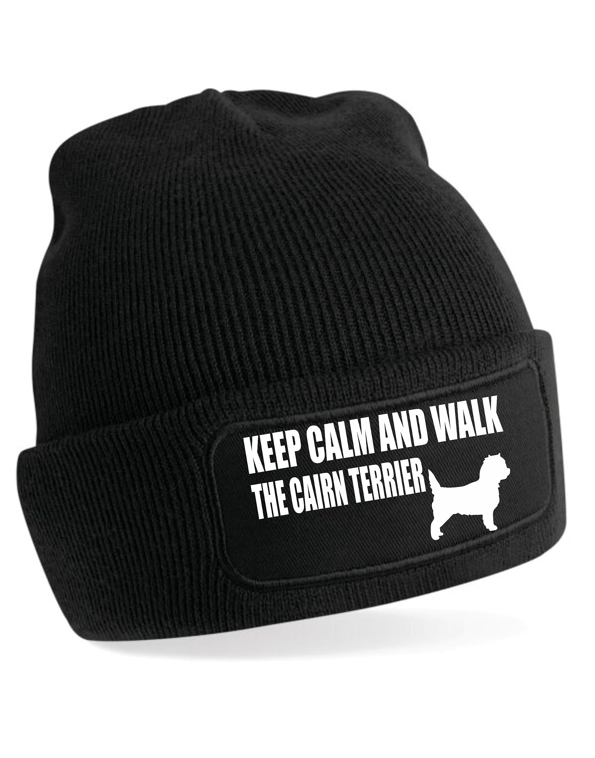 Print4U Keep Calm & Walk Cairn Terrier Beanie Hat Dog Lovers Gift Men & Ladies Black