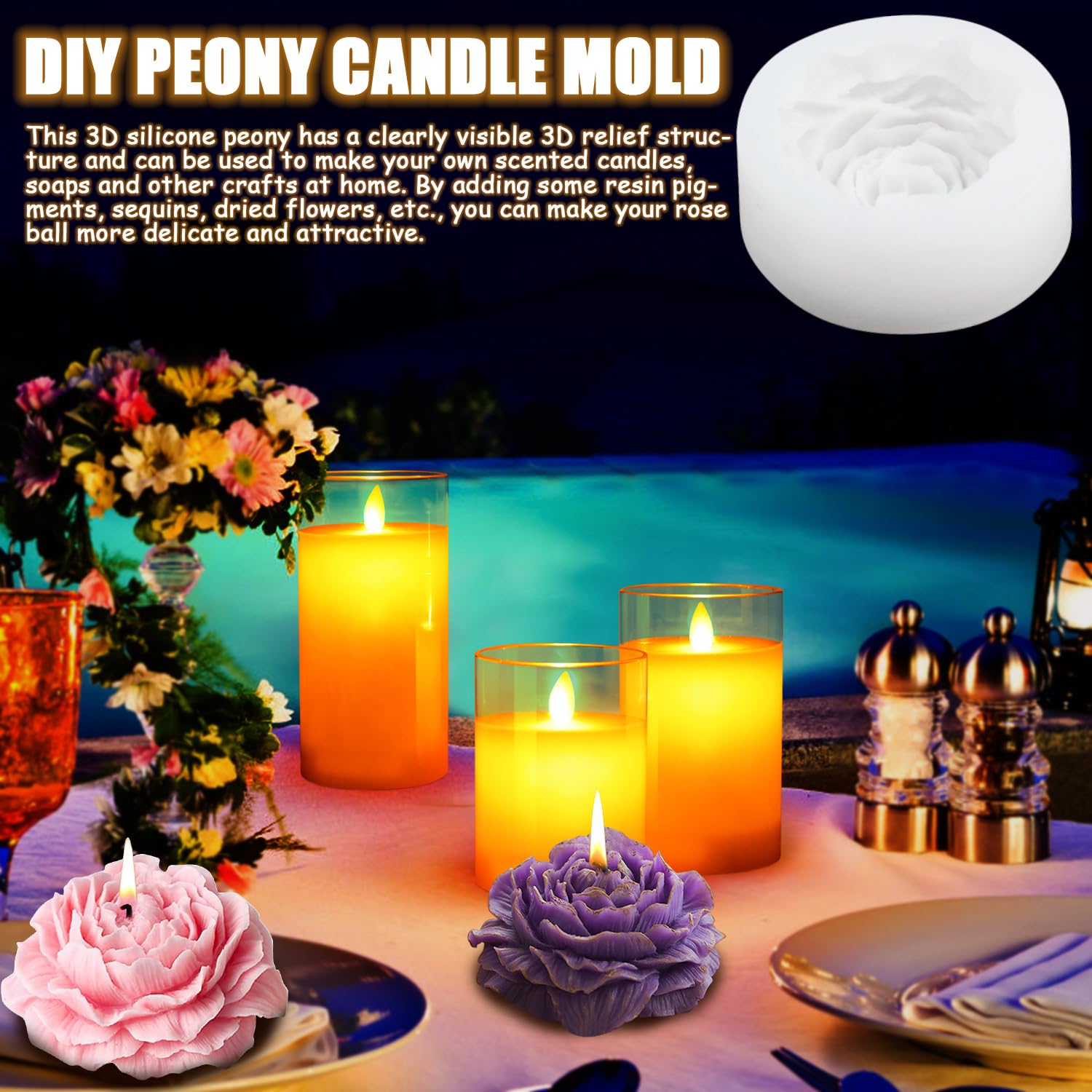 Cire De Soja Pour Bougie Lot De 2 Moules En Silicone En Forme De Citron Et De Vase Pour Bricolage, Fabrication De Bougies, Savon Fait Main Et Travaux Manuels, Moule En Ru00e9sine