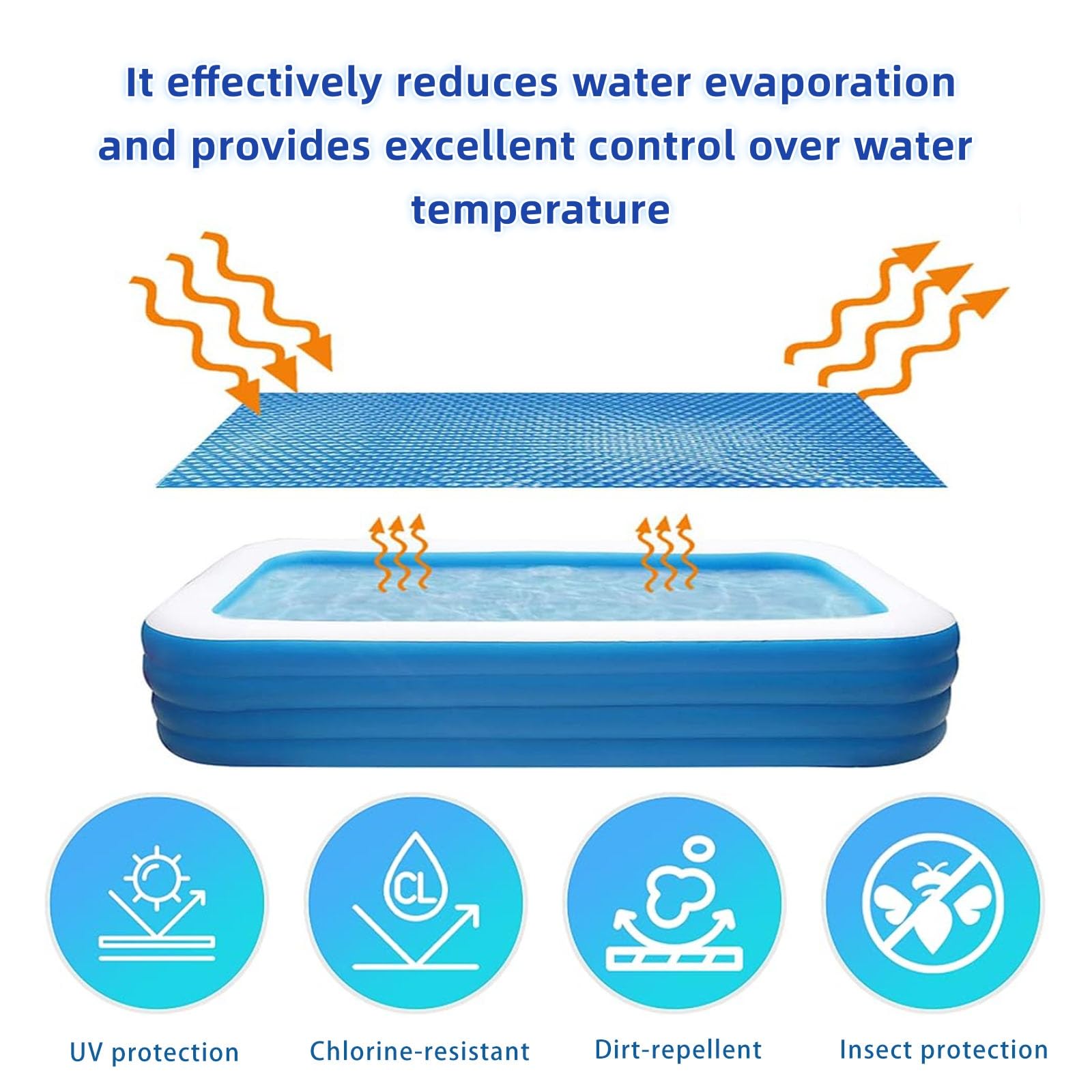 Cubierta Piscinas Manta Térmica 1.3 x 3.9 m Manta Recortable a Medida Cobertor Solar Piscina Rectangular Se Puede Cortar para Jardin y Piscinas, Azul