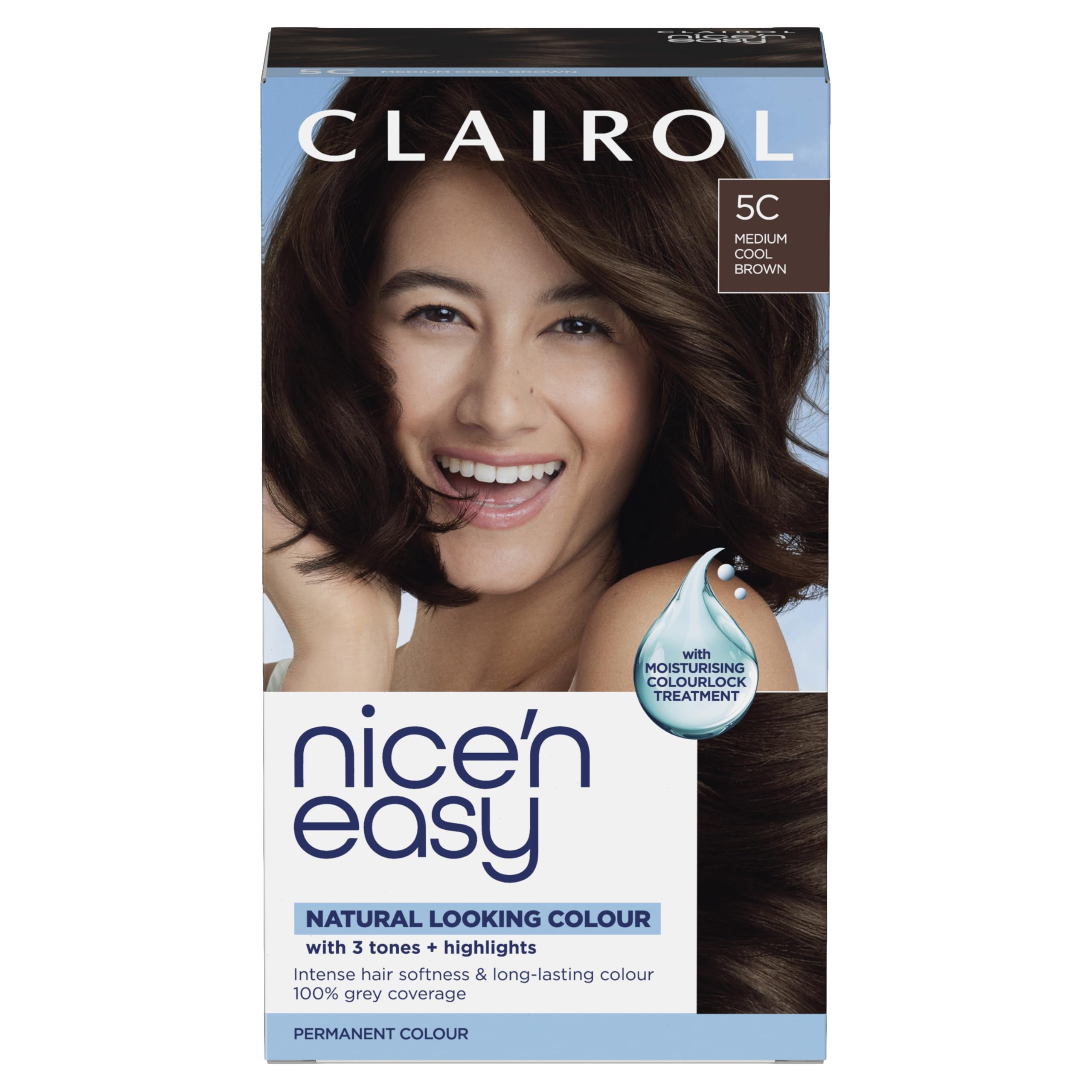 Clairol Nice'n Easy Crème, Natural Looking Oil Infused Permanent Hair Dye, 5C Medium Cool Brown, 1 Count (Pack of 1)