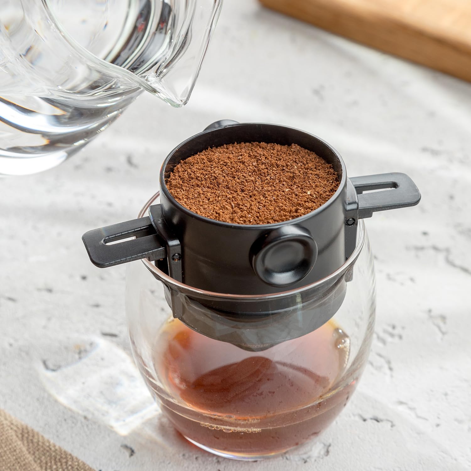 Starbun Filtre à café ménage Filtre à café en Acier Inoxydable Entonnoir réutilisable Filtre Goutte à Goutte Tasse de Filtre à café