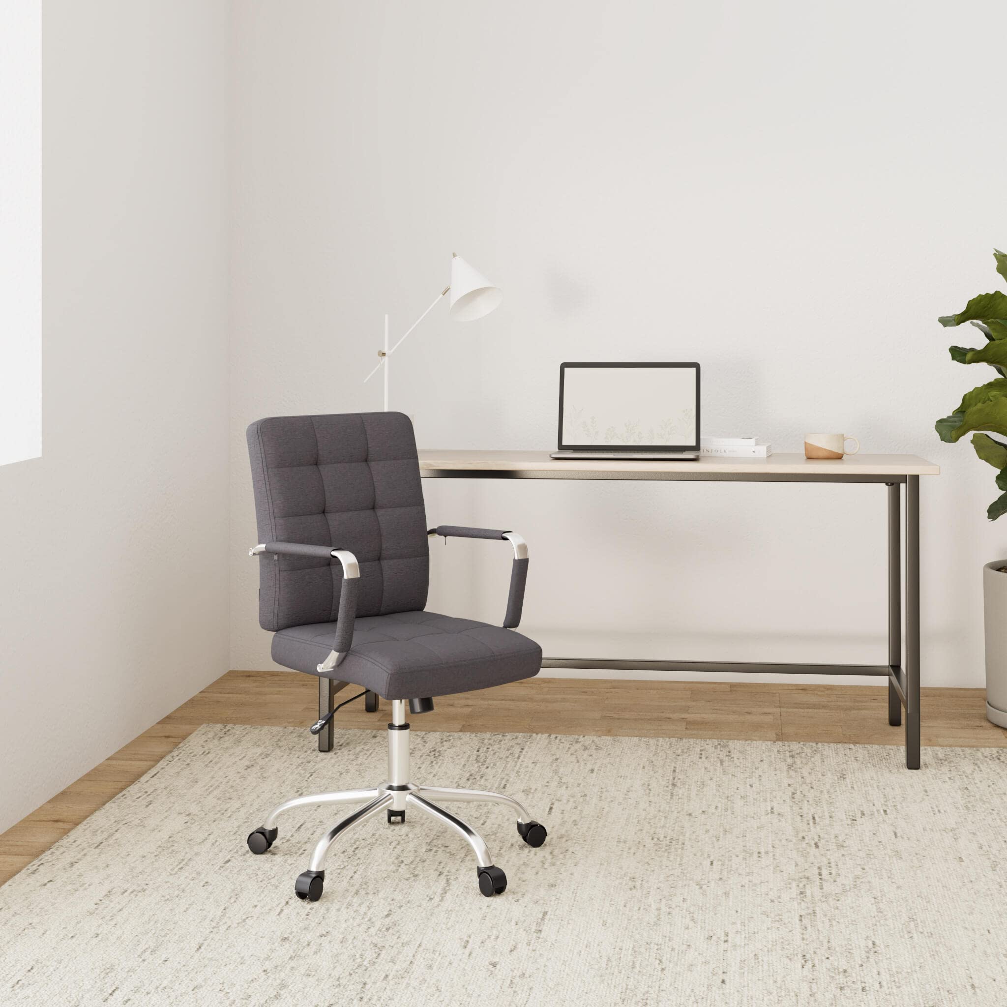 CLP Silla De Escritorio Deli Pro En Tela | Silla Ejecutiva Giratoria & Regulable En Altura I Silla De Oficina con Ruedas Color:Gris Oscuro
