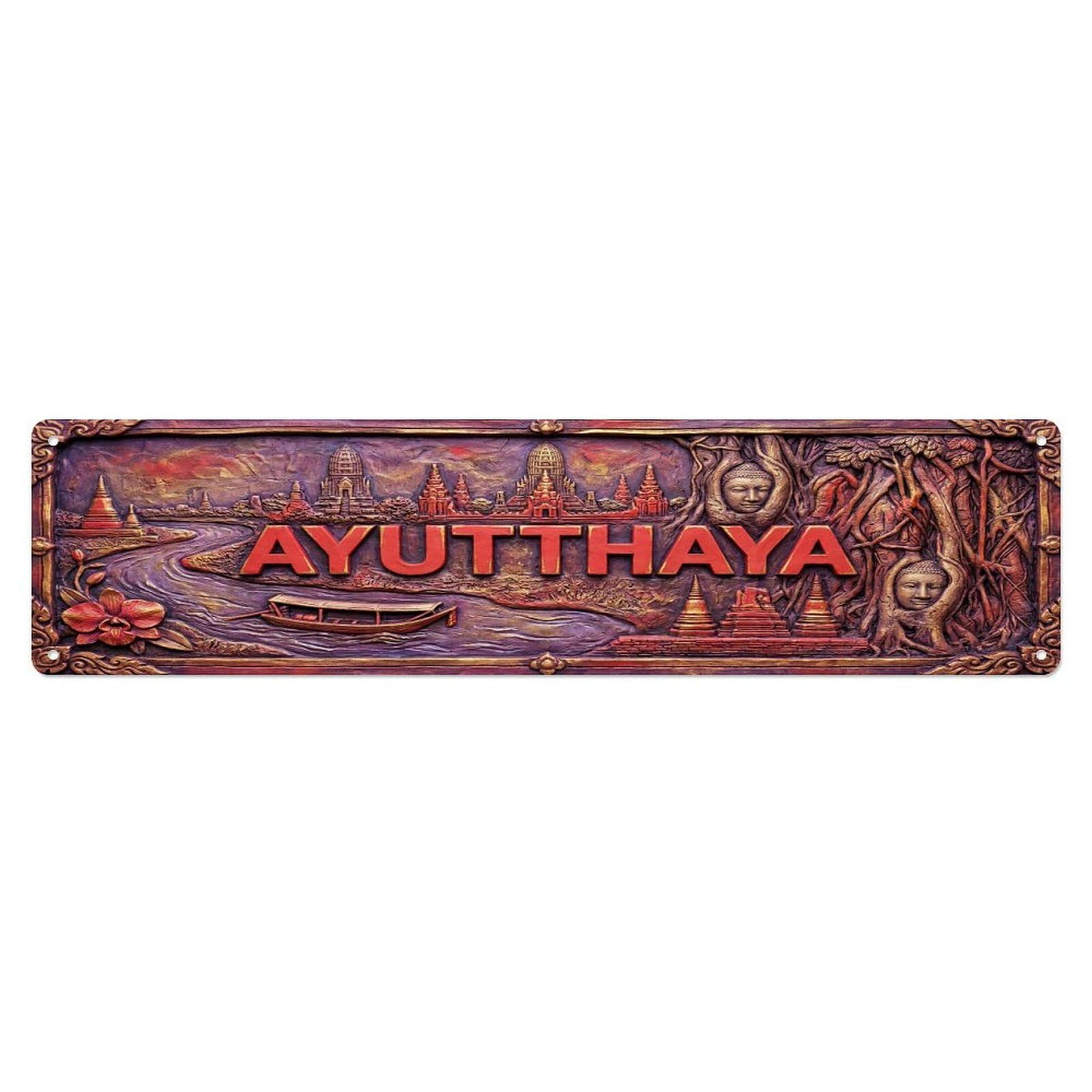 Gead 4X16inch Style Vintage Ayutthaya Thailand Flag Pattern Metal Tin Sign