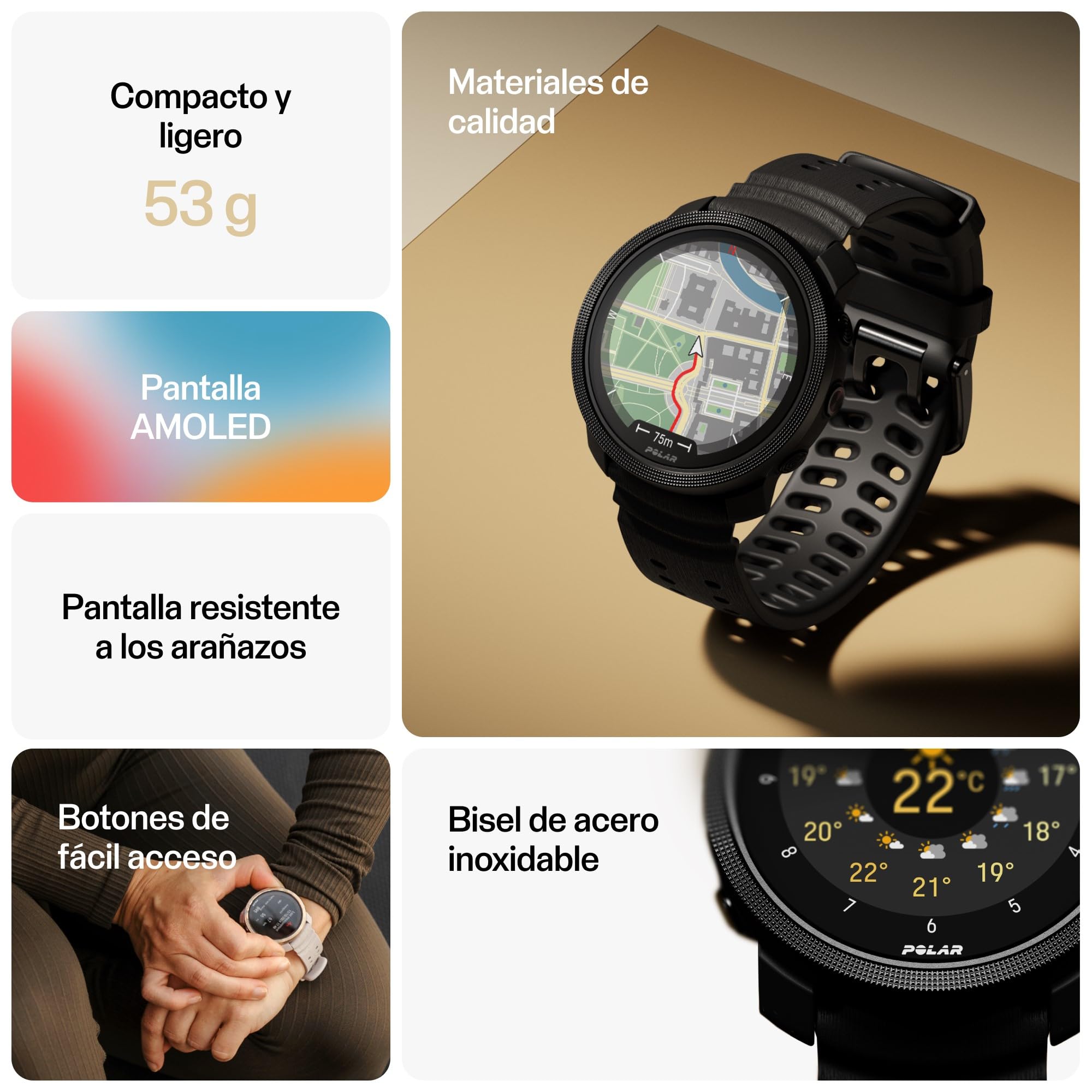 Polar Vantage M3 Reloj Running Pantalla AMOLED GPS Doble Frecuencia Navegación Giro Giro 7 Días Autonomía