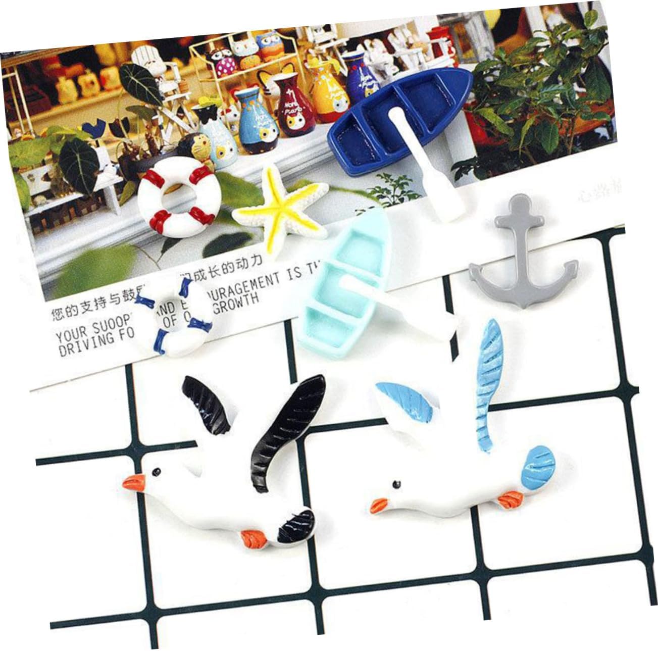 POPETPOP 1set Artistic Resin Sailboat Decor Miniature Nautical Ornaments for Boys and Girls Room Cabinet and Home Decoration Mediterranean Style Sea-Inspired Accessories Random Seagull