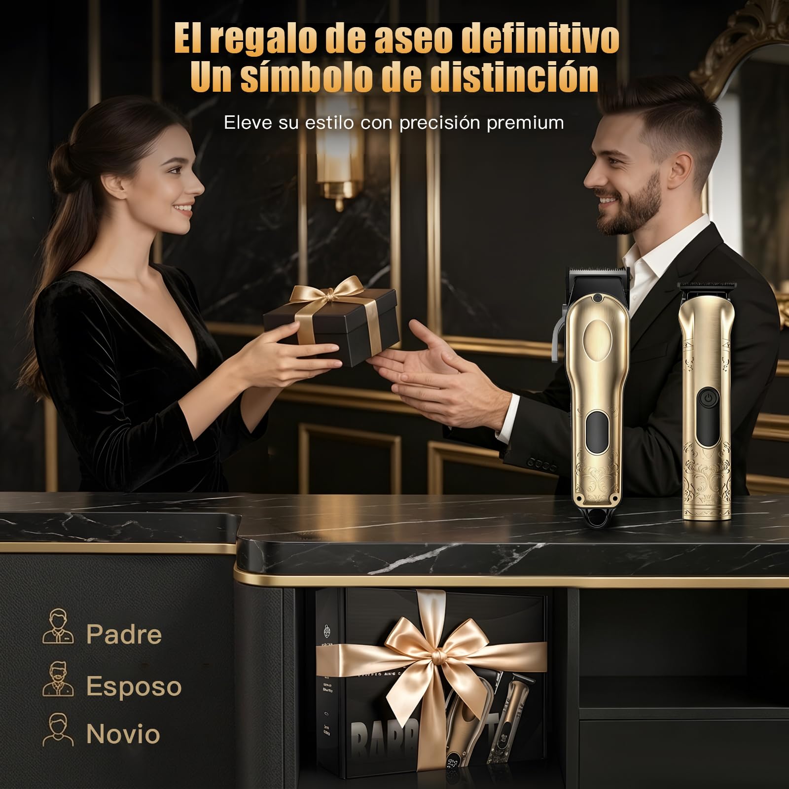 Solati Set de 2 Maquinas de Cortar Pelo Hombre Profesional, Recortadora de Barba Hombre LCD, Cortapelos Grande de Modelado y Trimmer Pequeño de Precision, Afeitadora Electrica, Regalo Hombre