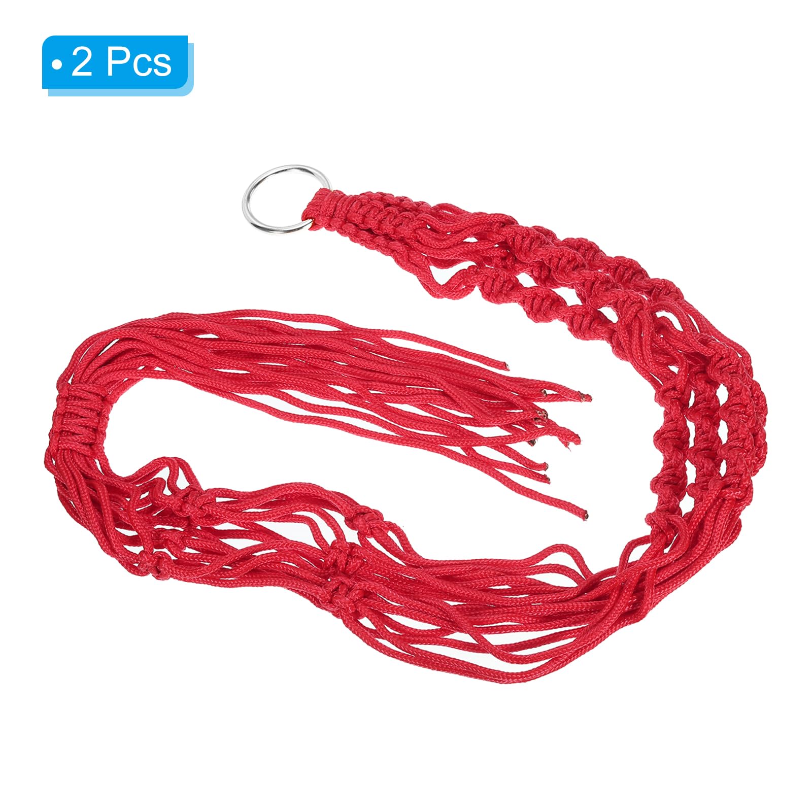 PATIKIL Macrame Plant Hangers Indoors, 2 Pack Hanging Plant Shelf Planter Basket Nylon Rope for Home Decor Hanging Wall Ceiling Window, Red - Image 3