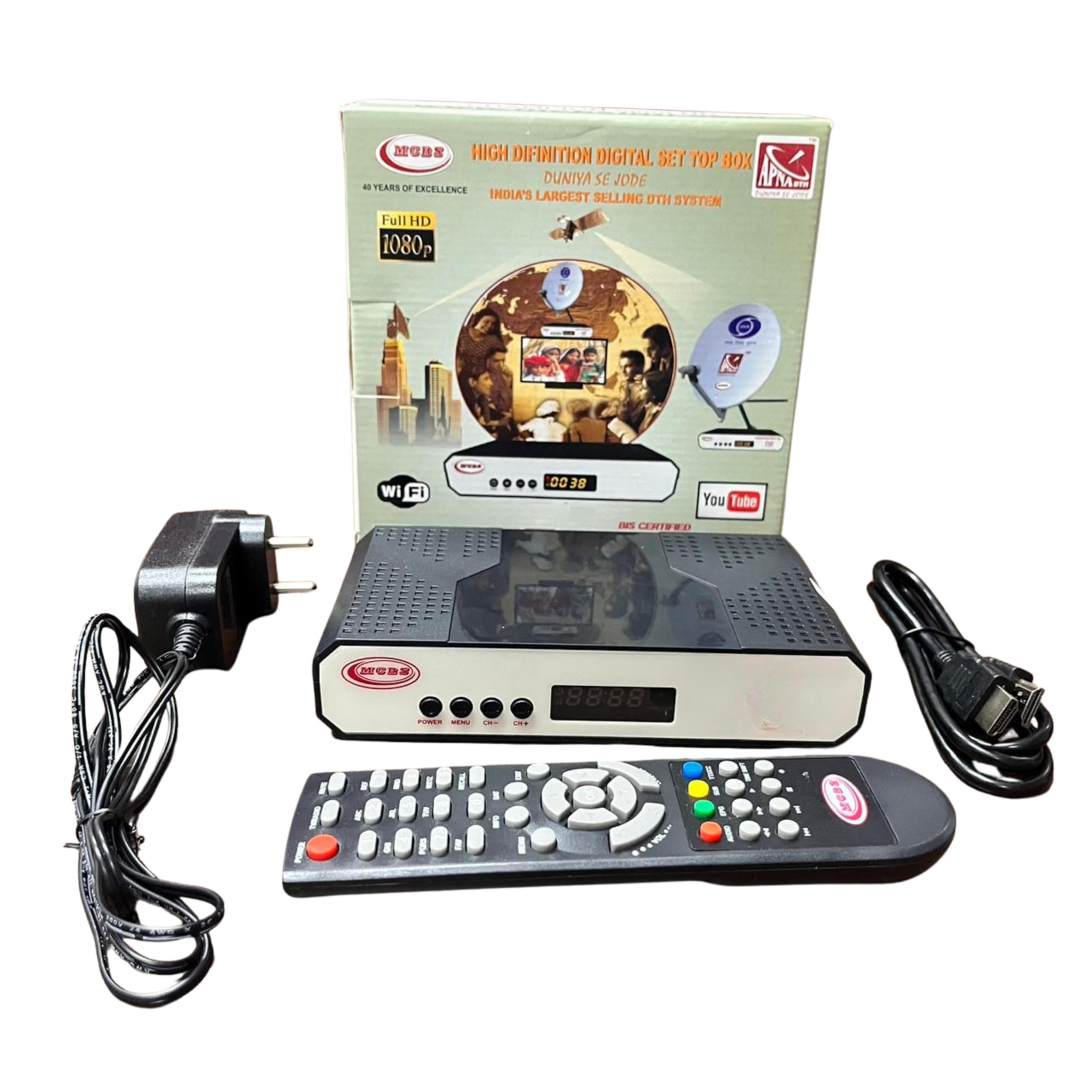 MCBS DD FreeDish WiFi MPEG-4 Set Top Box | 150+ TV Channels Free | HDMI Cable+AV Cable | Watch YouTube on TV | Standard Installation Required-image-40