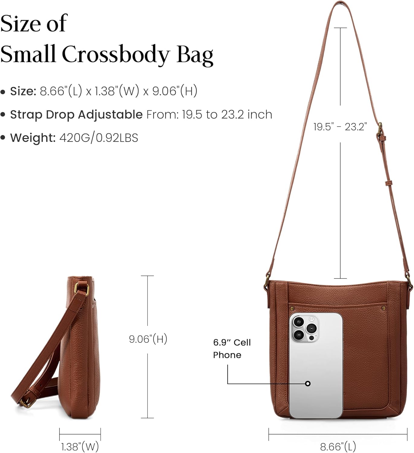 befen Genuine Leather Small Crossbody Bags for Women, Womens Cross Body Shoulder Purse Handbags with RFID Blocking Card Slots - Image 5