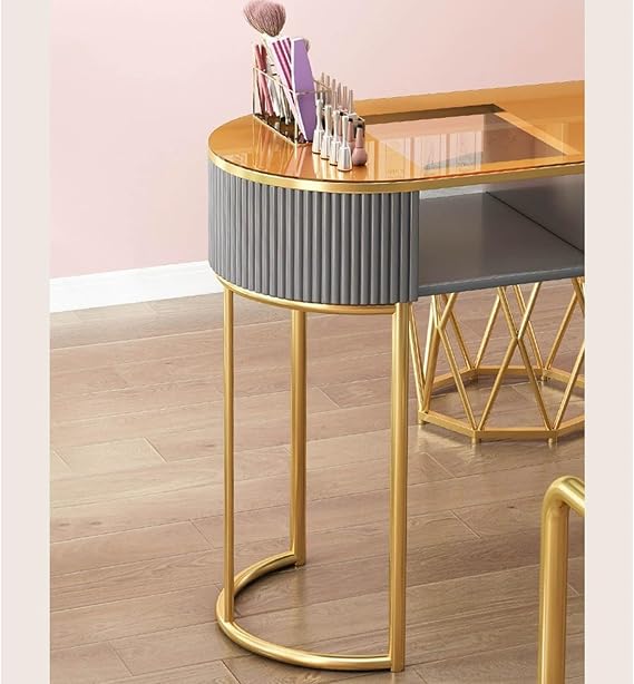 Nail Tech Desk Artist Hand Manicure Table, Professional Modern Nail Beauty Workstation Wooden Salon Spa Nail Desk with Drawers and 3 Layers Storage Cabinet,home Beauty Salon Equipment