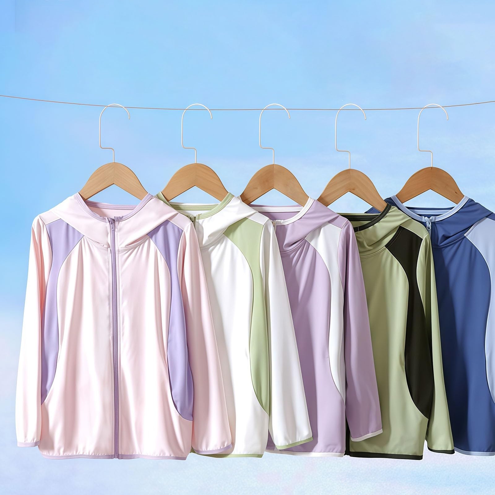 Chaqueta de verano con capucha para niñas, ligera, con cremallera, manga larga, transpirable, suave, para exteriores, playa