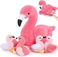 Vista 32 de MorisMos - Animal de peluche de dinosaurio con bebés, mamá dino T-rex de 23.6 pulgadas con 3 juguetes de peluche de bebé dino y 3 huevos de peluche