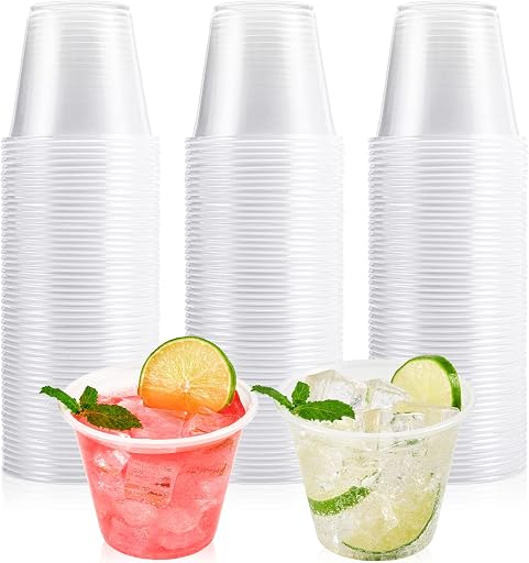 Lilymicky 300 Pack 9 oz Disposable Clear Plastic Cups, 9 Ounce Party Cups for Cocktail, Parties, Picnics, and Events