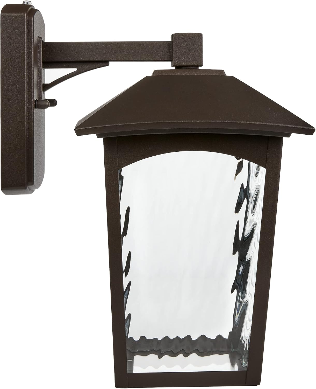 Maxxima LED Porch Lantern - Outdoor Wall Light, Bronze w/Water Glass, Photocell Dusk to Dawn Sensor, 800 Lumens, 3000K Warm White, Ideal Fixture for Backyard Patio and Front Door Lighting