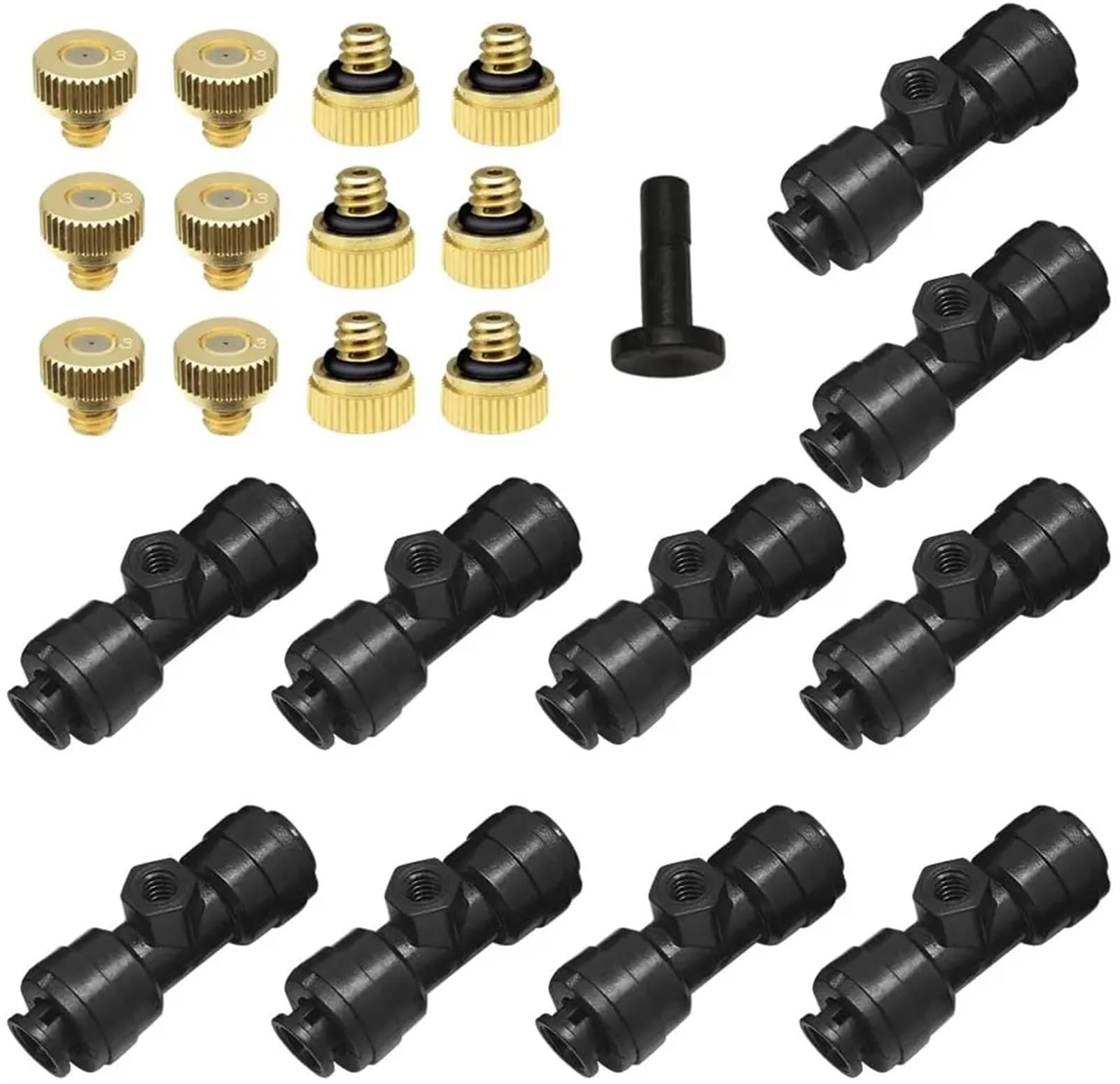 Lxlaeoang Black Brass Mister Nozzles Misting Nozzles Kit Fog Sprayer For Patio Cooling System Outdoor Garden Mister Humidifier