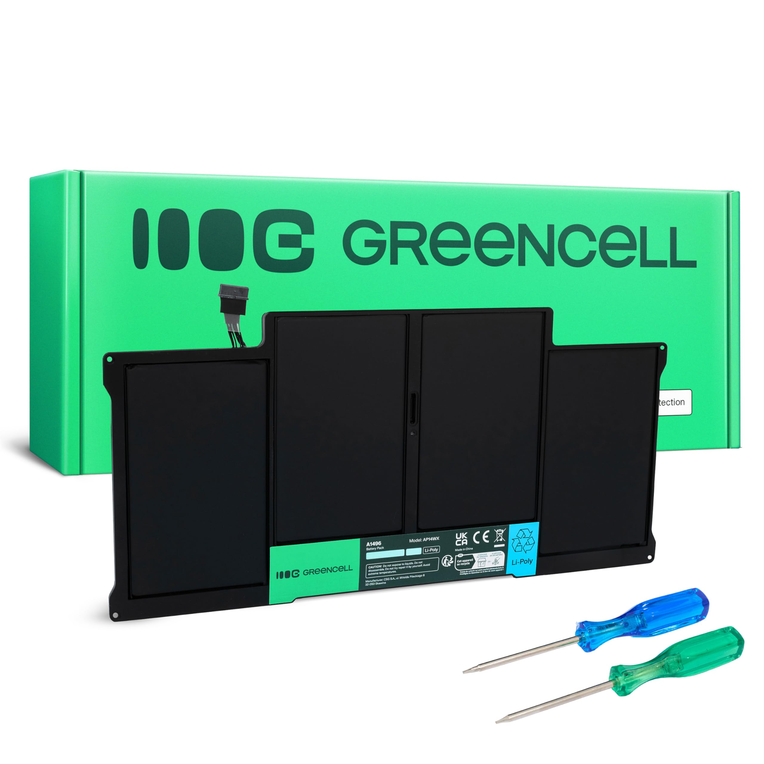 Green Cell A1496 A1405 A1377 Batteria per Apple MacBook Air 13 A1369 A1466 (2010, 2011, 2012, 2013, 2014, 2015, 2017) Laptop (7200mAh 7.6V Nero)