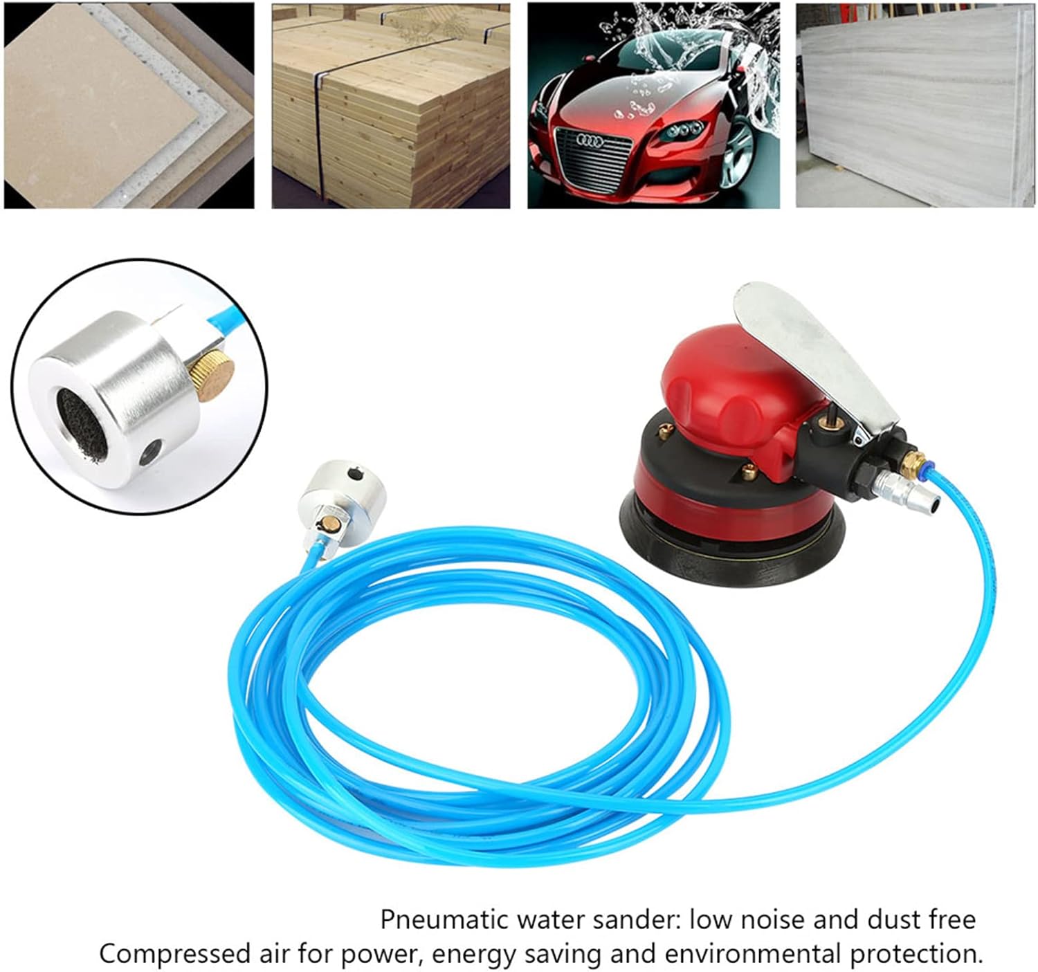 5 Pneumatic Polisher Air Water Sander, 10000rpm Grinding Polishing Machine Kit, 1/4' Inlet, for Dry Fragile Materials