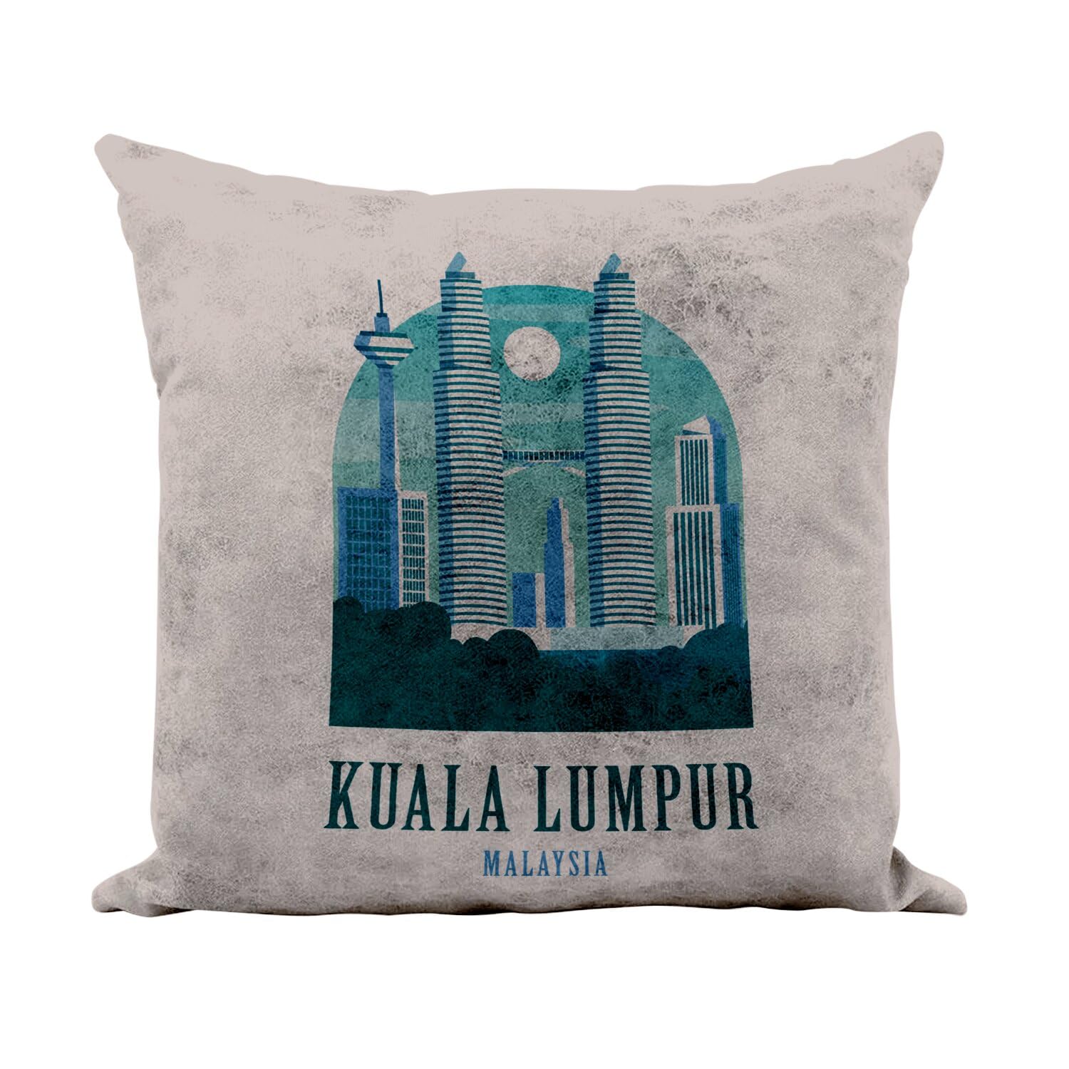 Coussin similicuir camel 40x40 cm Kuala Lumpur voyage Malaisie