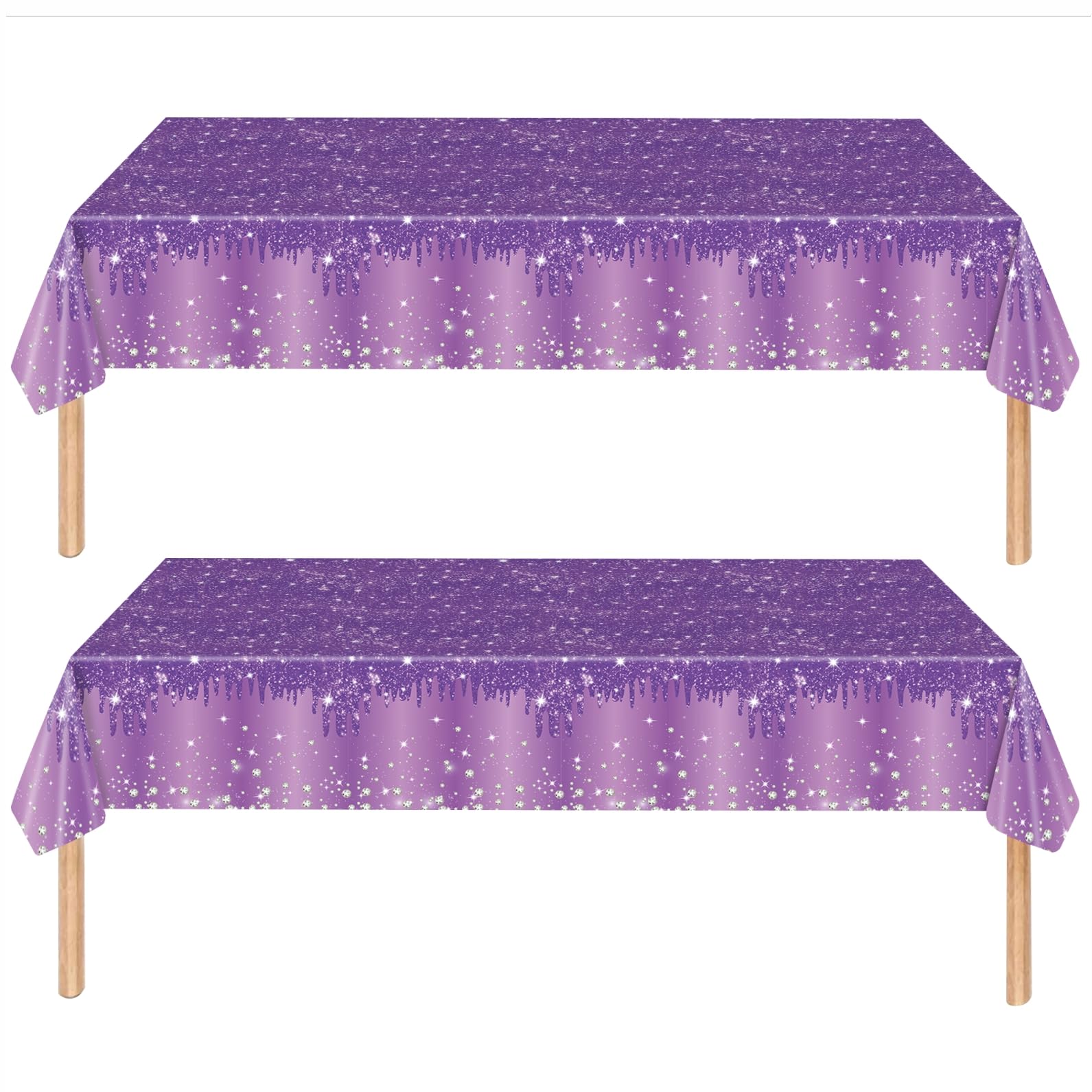 ZSYIULIA Purple Tablecloths 2-Pack | Shiny Glitter Diamond Rectangular 137x274cm | Elegant & Durable Tablecloth for Parties, Baby Showers, Weddings & Birthdays — image 1