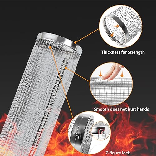 Miniatura 5 de Cestas de verduras con ruedas para parrilla al aire libre para verduras, papas fritas, pescado, pollo y mucho más, 2 unidades