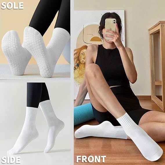 Lot De 4 Paires De Chaussettes Antidérapantes Pour Pilates Yoga Semelle Silicone Tailles 36 1247874