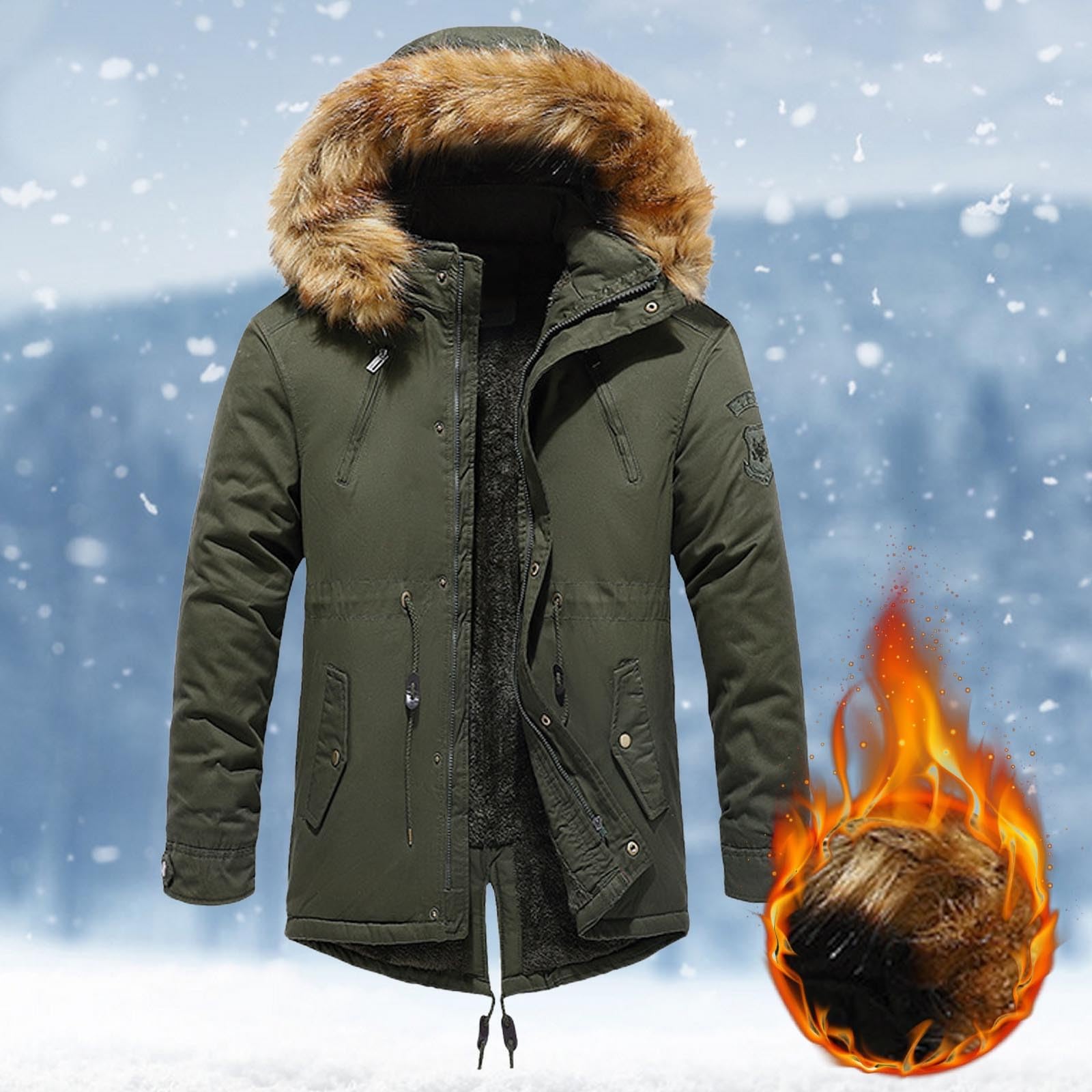 Piumino da uomo con pelliccia leggera e calda cappotto invernale giacca militare da uomo con cappuccio cerniera antivento parka impermeabile casual piumino da trekking giacca
