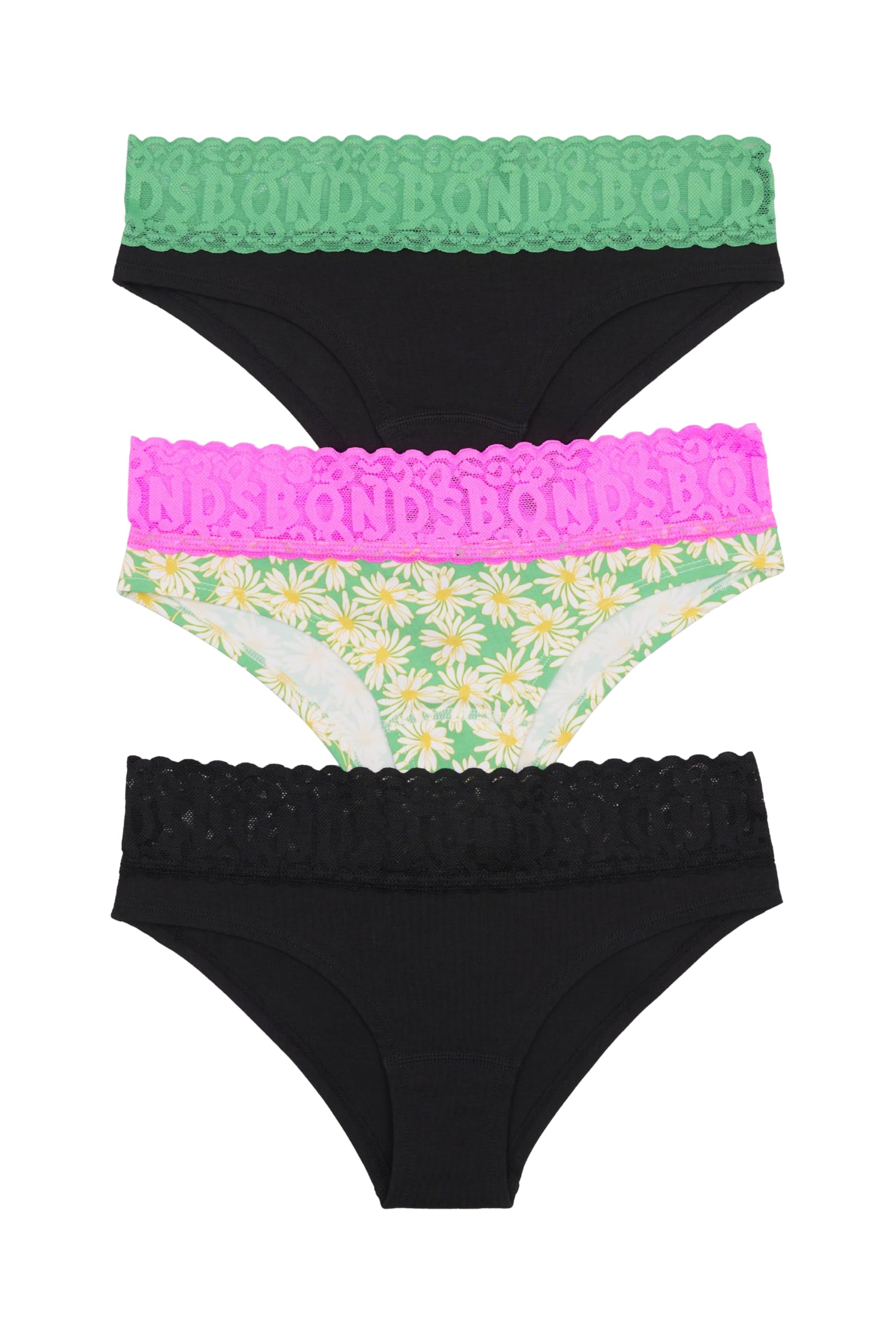 Bonds womens Underwear Pack Lace-top Icons Cheeky Panties for Women Stretchy Cotton-blend Underwear 3-pack