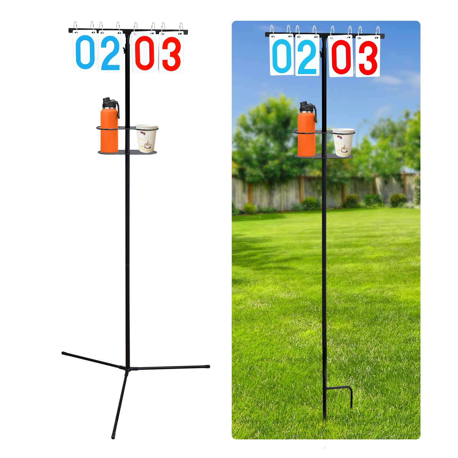 SCOTTCHEN Cornhole Score Keeper with Drink Holder, Cornhole Scoreboard, Outdoor Score Keeper for Yard Games,with Replaceable Bottom Bracket-1 Pack