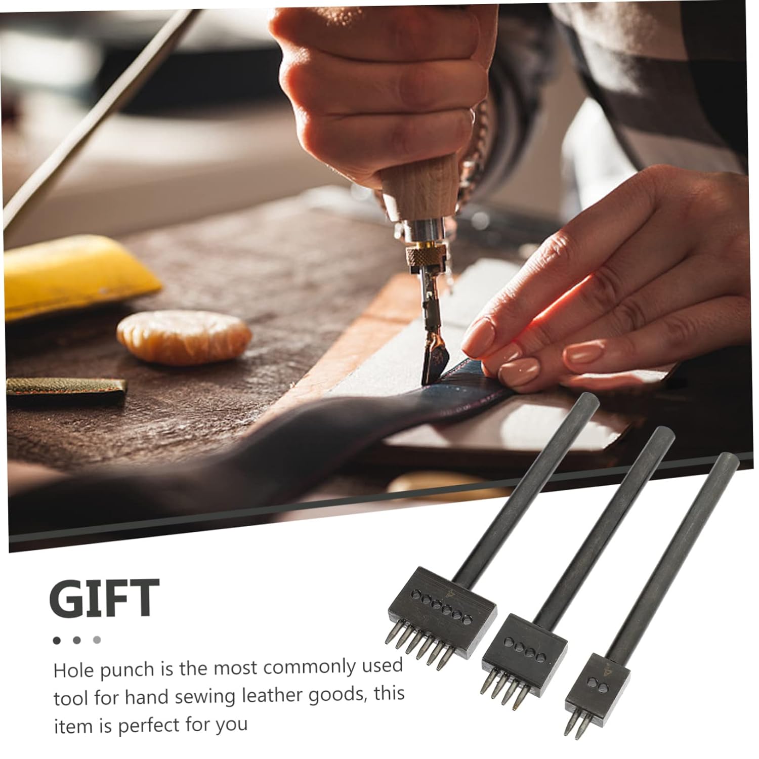 3Pcs Leather Hole Punch Tool Punching Tools for Projects Belt Making and Sewing for Leather Stamping and Craftsmanship
