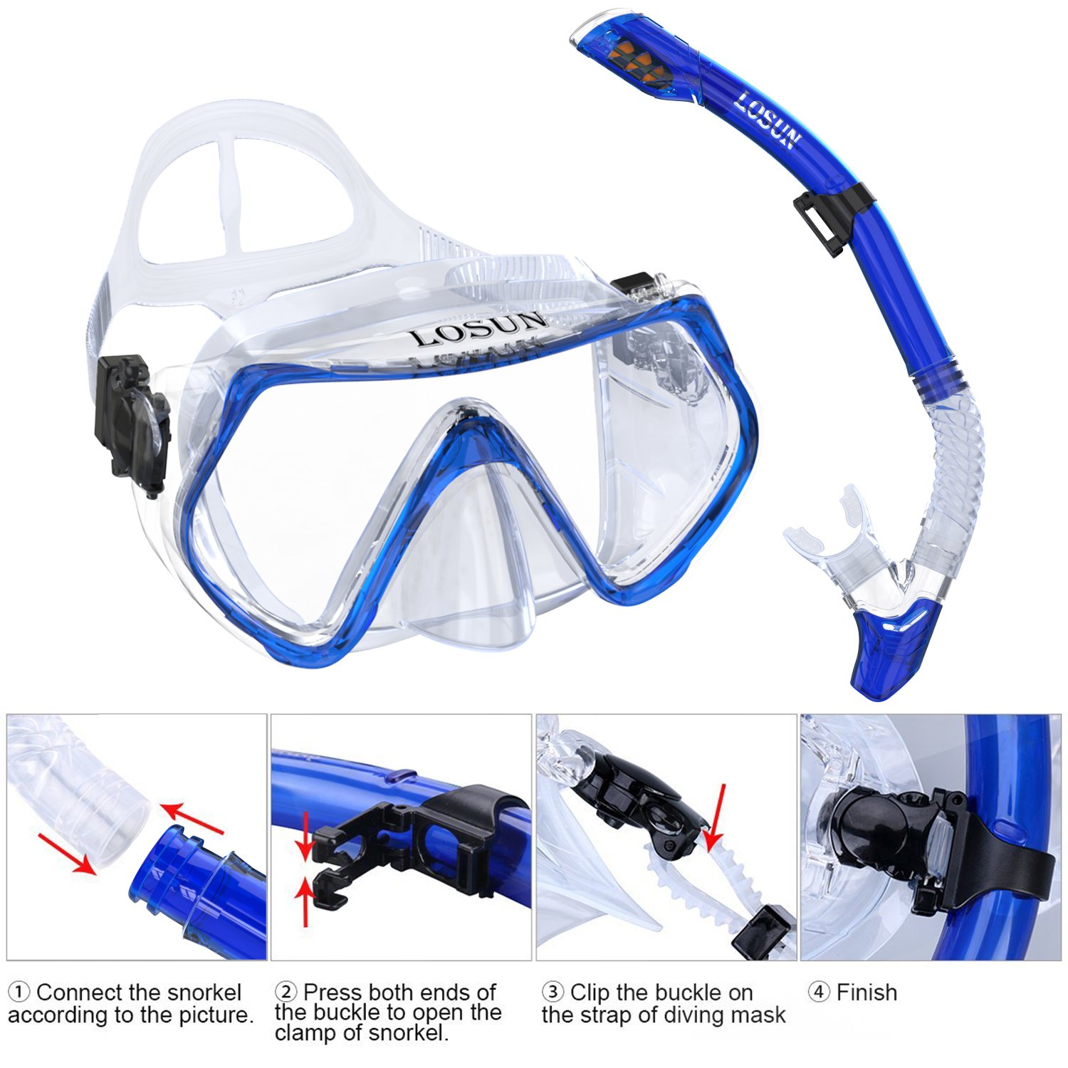 Joellfuner Set da Snorkeling per Adulti, Maschera Subacquea Integrale
