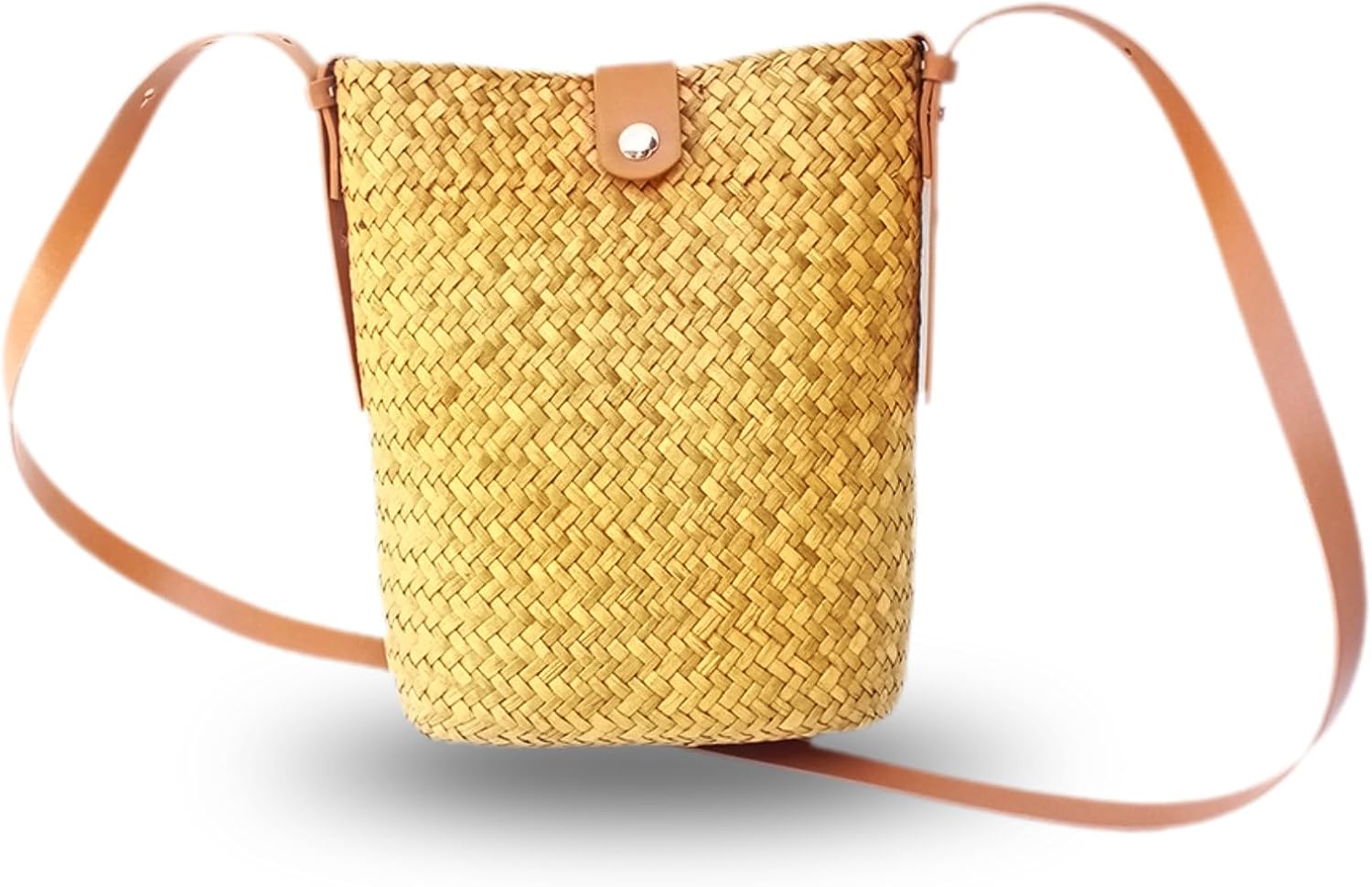 Straw Crossbody Bag for Women, Hobo Woven Shoulder Beach Bag, Handmade Rattan Bucket Straw Clutch Bag Wicker Purse for Summer