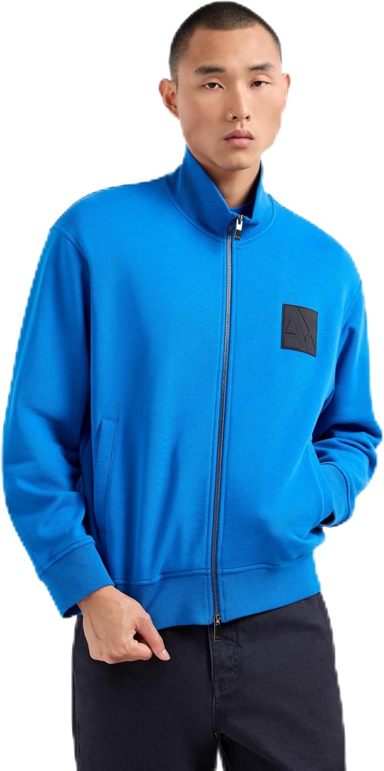 Armani Exchange mens Logo Cotton French Terry Full Zip Sweatshirt