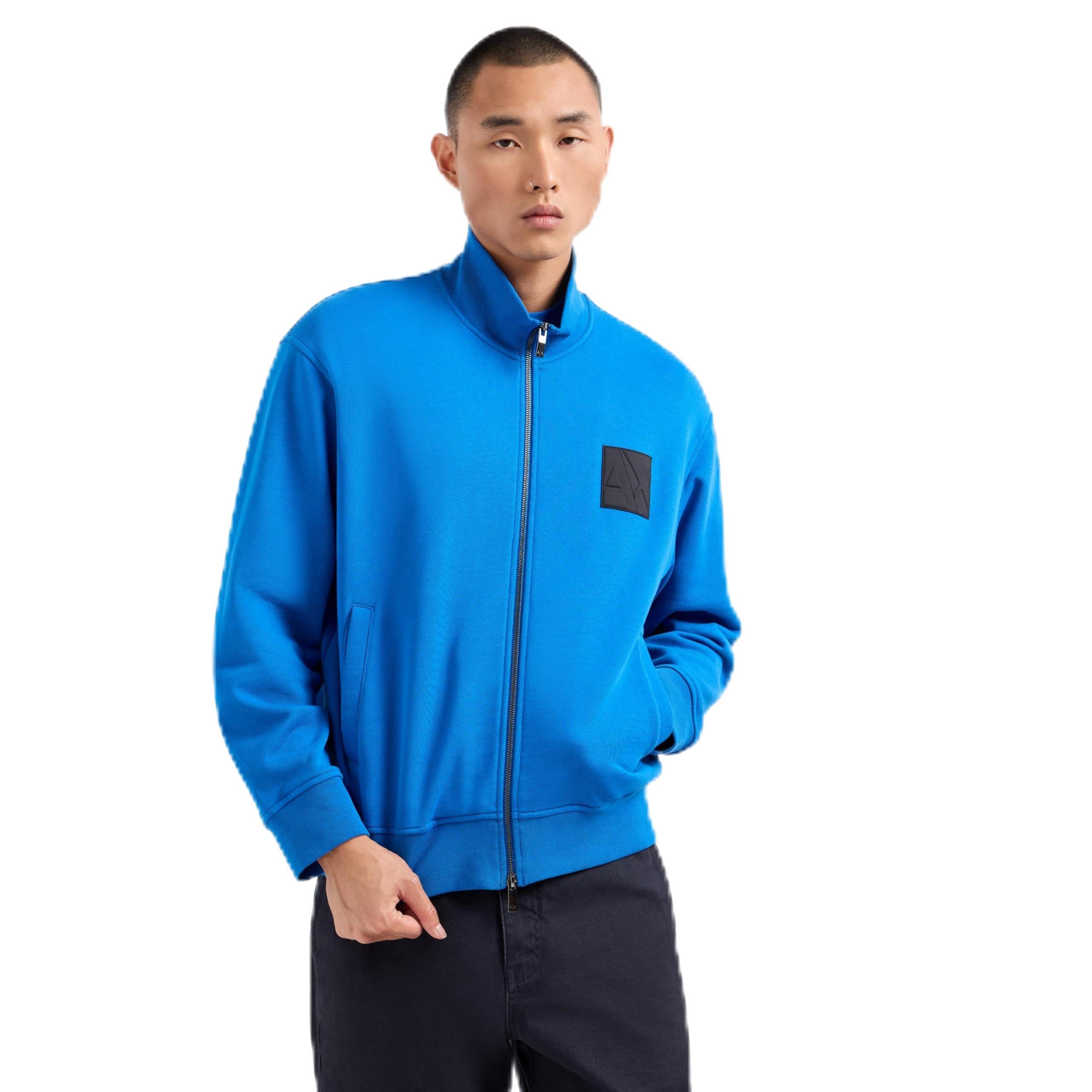 Armani Exchange AX Logo Cotton French Terry Full Zip Sweatshirt Maglia di Tuta Uomo