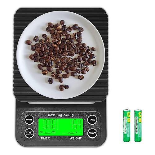 Báscula de café con temporizador báscula de cocina digital multifuncional de 66 lb3 kg báscula de grano de café para verter y goteo de café verde