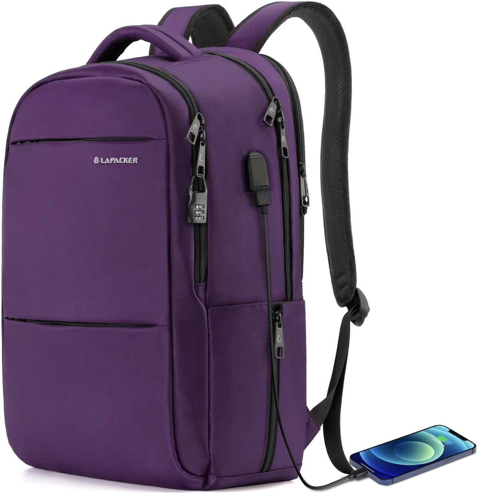 Lapacker Shockproof Slim Lightweight Water Resistant Laptop Backpacks 17 inch Bussiness Computer Backpacks Purple for Women