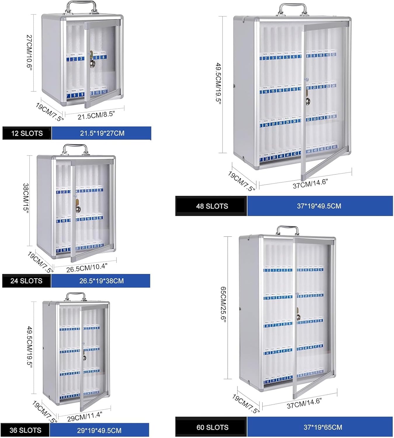 Wall-Mounted Aluminum Alloy Cell Phone Holder Jail - Secure Storage Cabinet with Lock & Handle for Classrooms, Factories, Hospitals - Ideal Meeting Accessory (37x19x60.5cm)