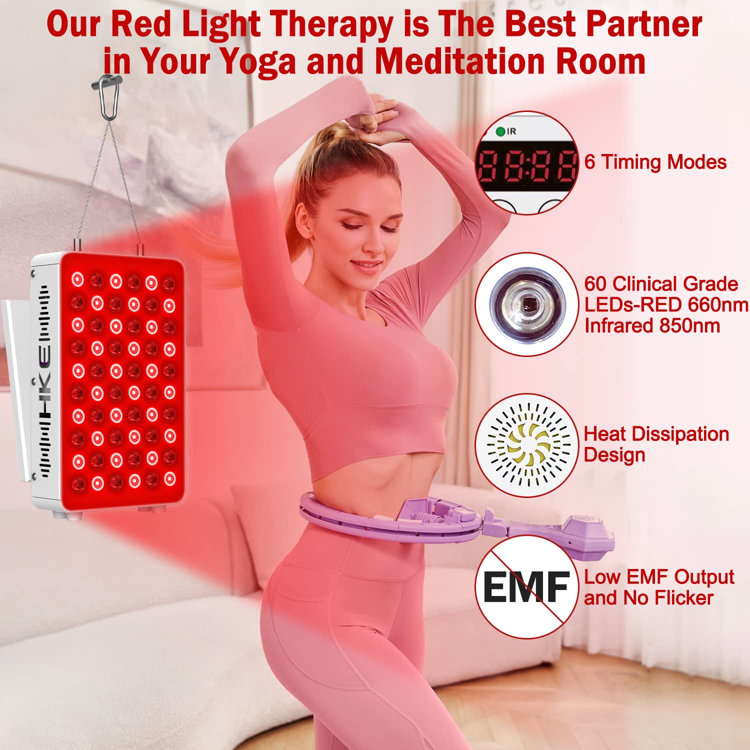 HKE Red Light Therapy Device for Body Face, Near Infrared Light 660nm ...