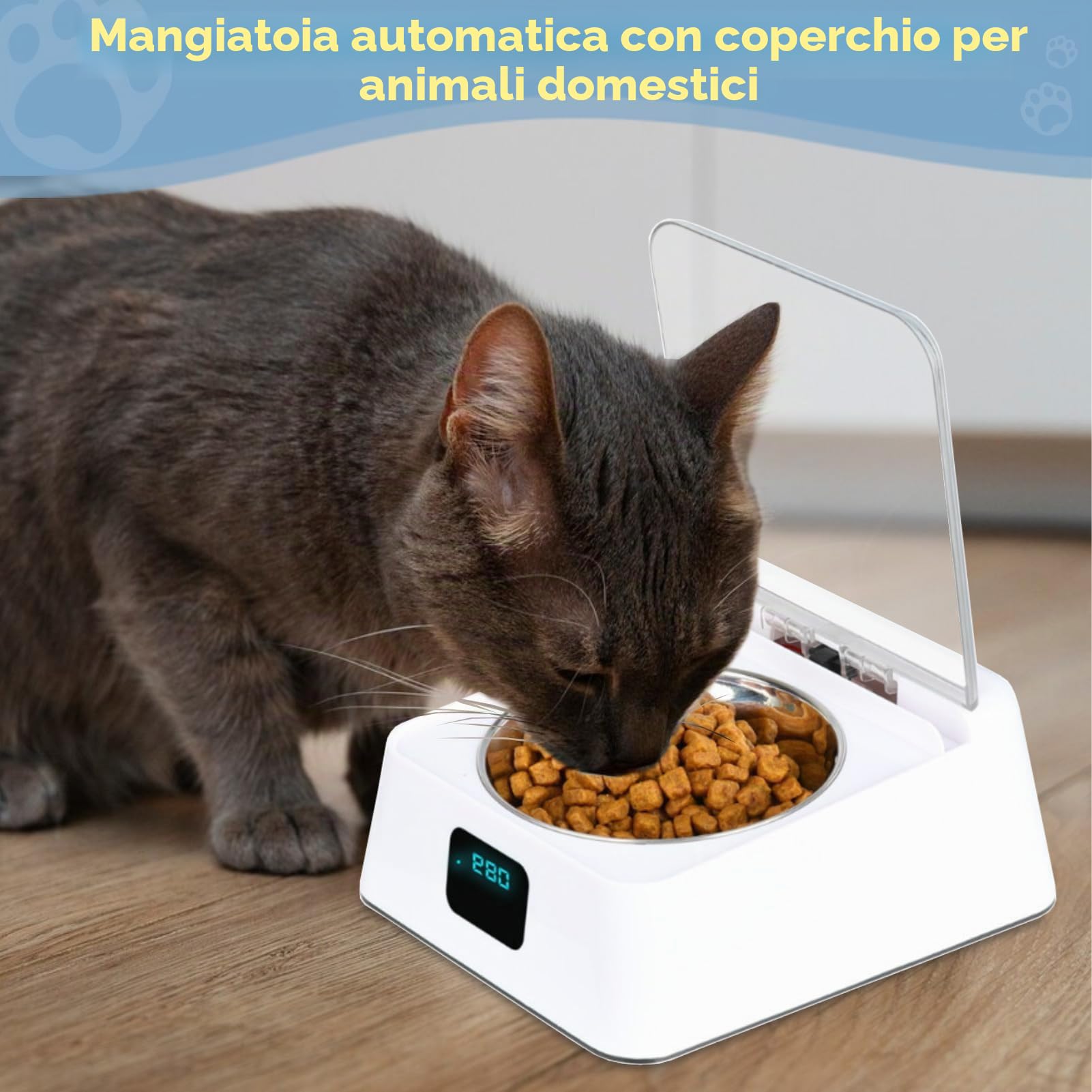 Mangiatoia Automatica Per Gatti, Distributore di Alimenti Per Animali Domestici con Apertura a Induzione da 350 Ml Alimentatore Automatico Per Animali Domestici Per Cani Gatti
