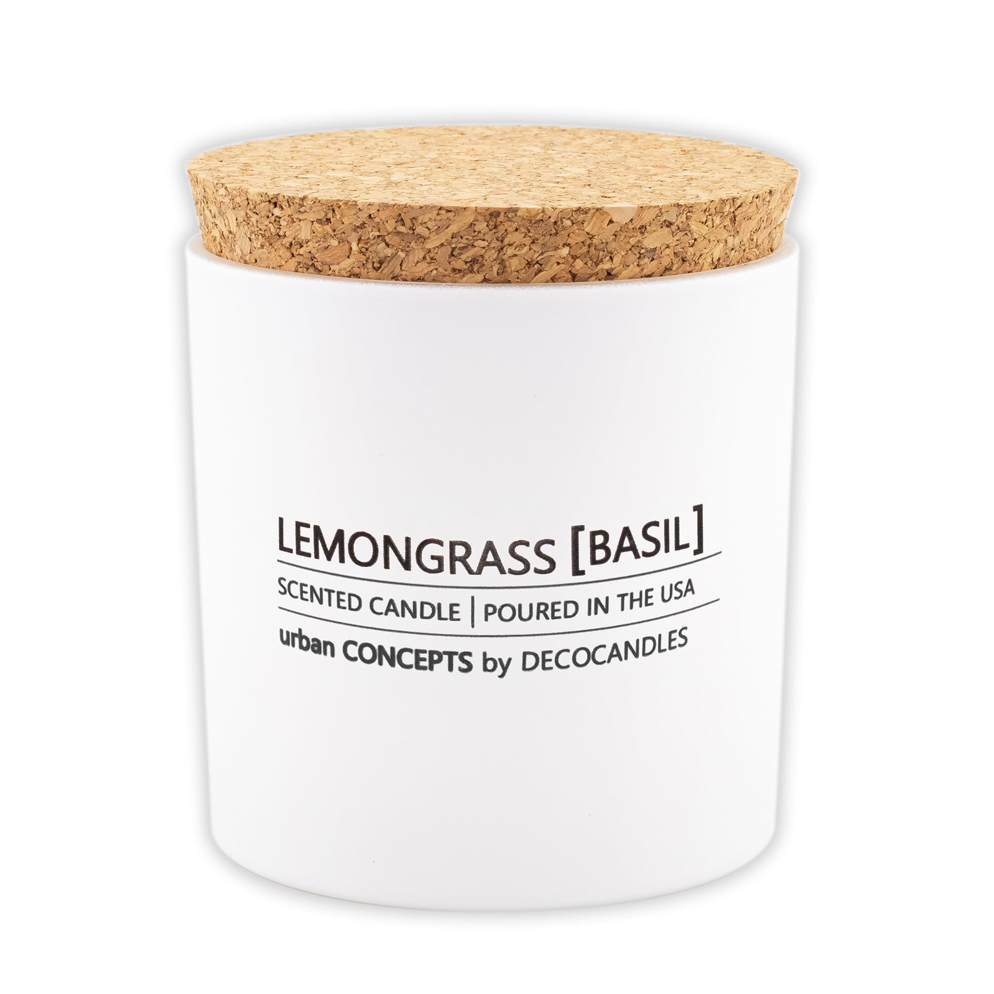 Urban Concepts by DECOCANDLES - Highly Scented Soy Candle - Long Lasting - Hand Poured in USA (9 Oz. Cork, Lemongrass &amp; Wild Basil)