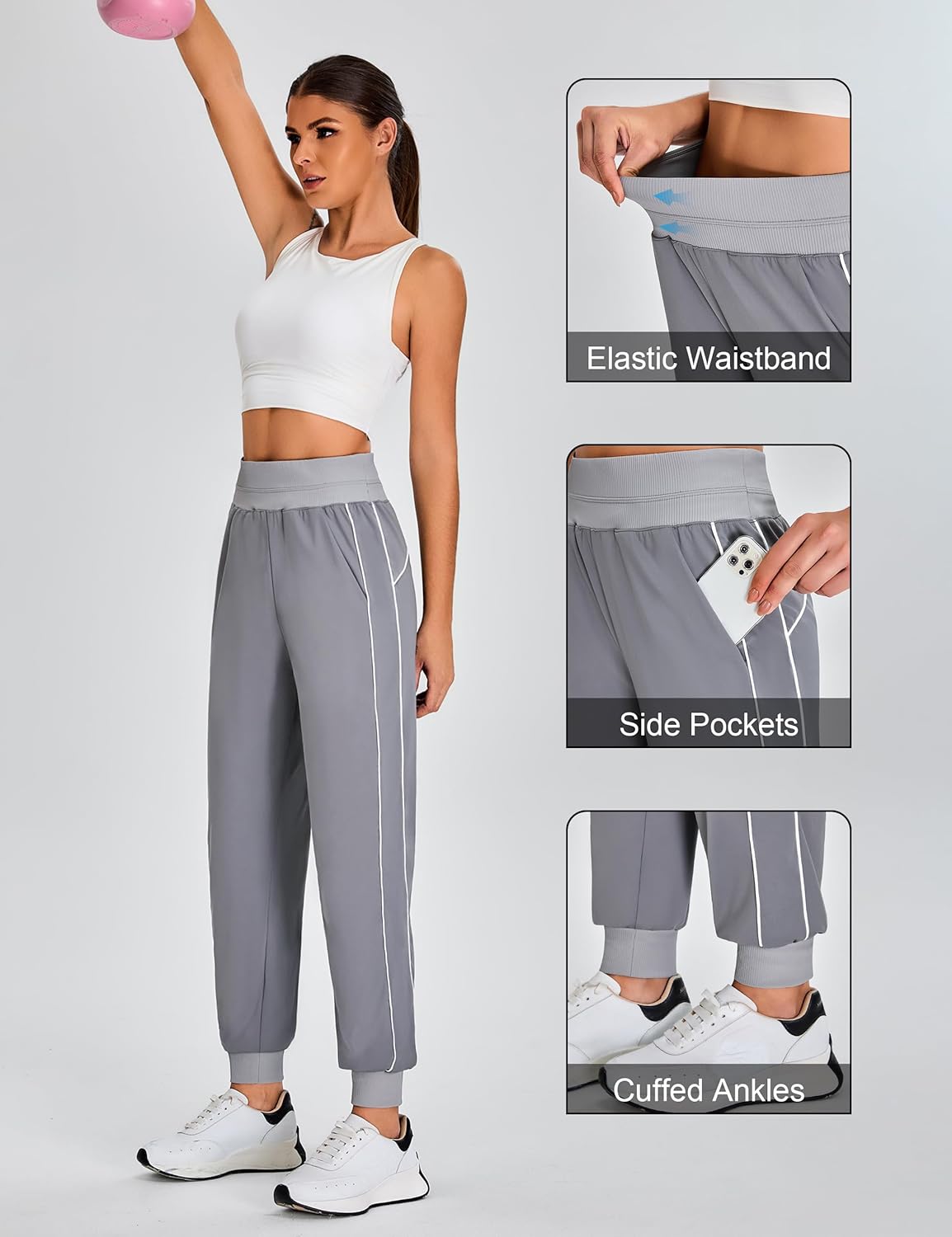 BMJL Women's Joggers 28" Travel High Waisted Workout Pants Hiking Casual Athletic Track Pant Gym Running Training Pockets - Image 4