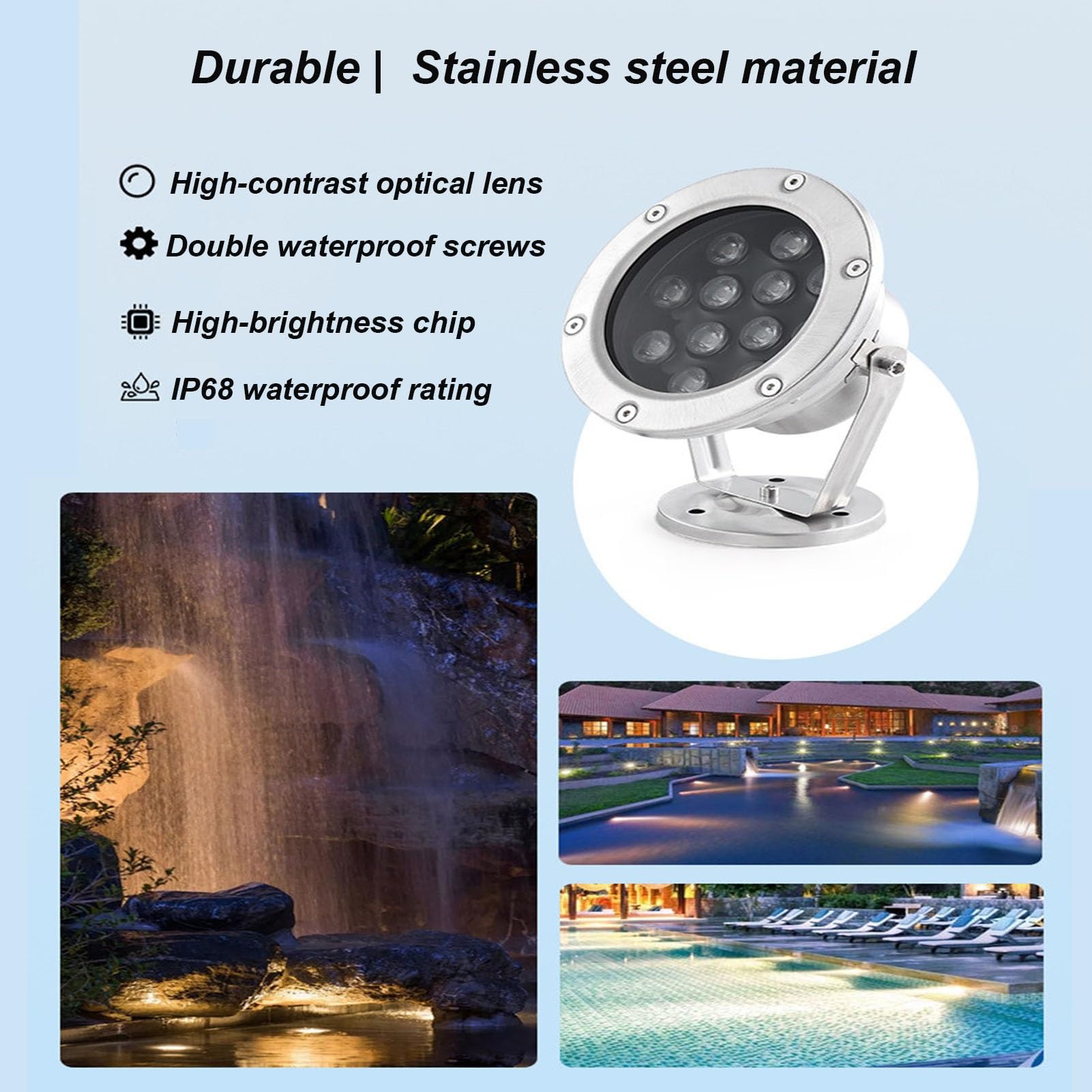 Faretti da Esterno – Luci LED per Fontane, Faretto Impermeabile IP68 per Laghetti (24V), Lampada Paesaggistica Orientabile, Luci LED Sommergibili, per Giardini, Cortili(Green,24w)
