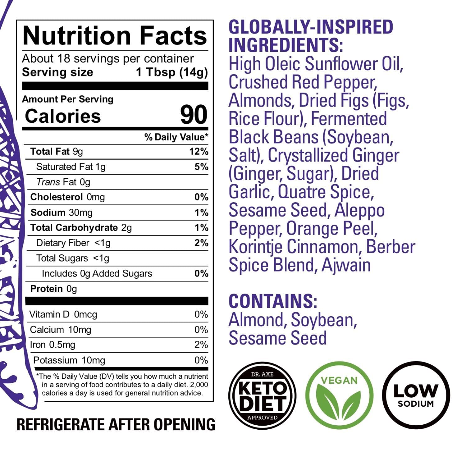 OO'mämē Fez Moroccan Chile Crisp (9.2 oz) - Warm Spices and Piquant Chiles with Jammy Figs and Crunchy Almonds - Vegan, Gluten-Free, Keto - Made in the USA Condiment