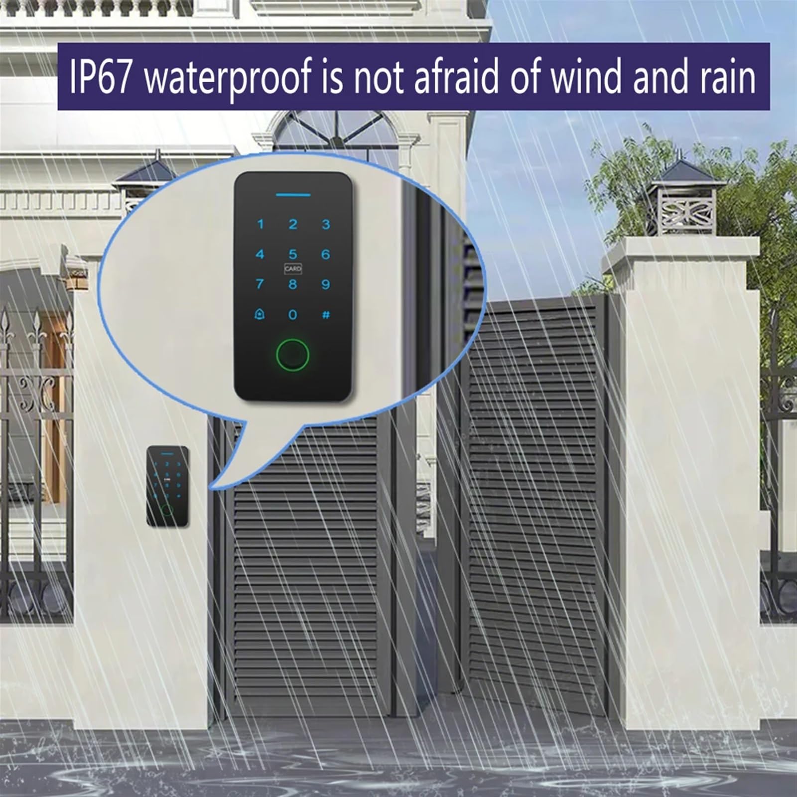 Zestaw do systemu kontroli dostępu do drzwi Inteligentna maszyna do kontroli dostępu Zdalne odblokowanie telefonu komórkowego NFC Hasło odcisku palca Karta RFID Kontroler zamka drzwi IP67(Nero)