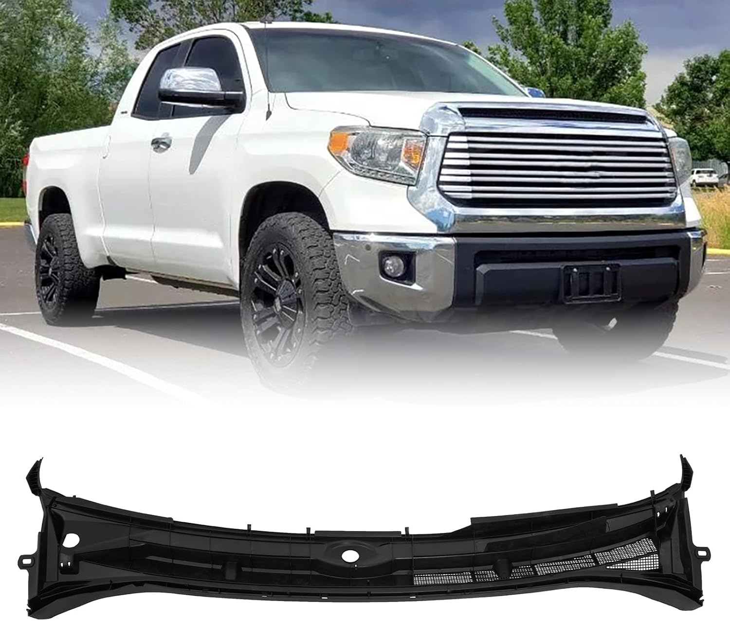 Windshield Wiper Cowl Panel Cover Compatible with 2014-2022 Toyota Tundra, Black Replacement Front Window Vent Panel for 14-22 Tundra