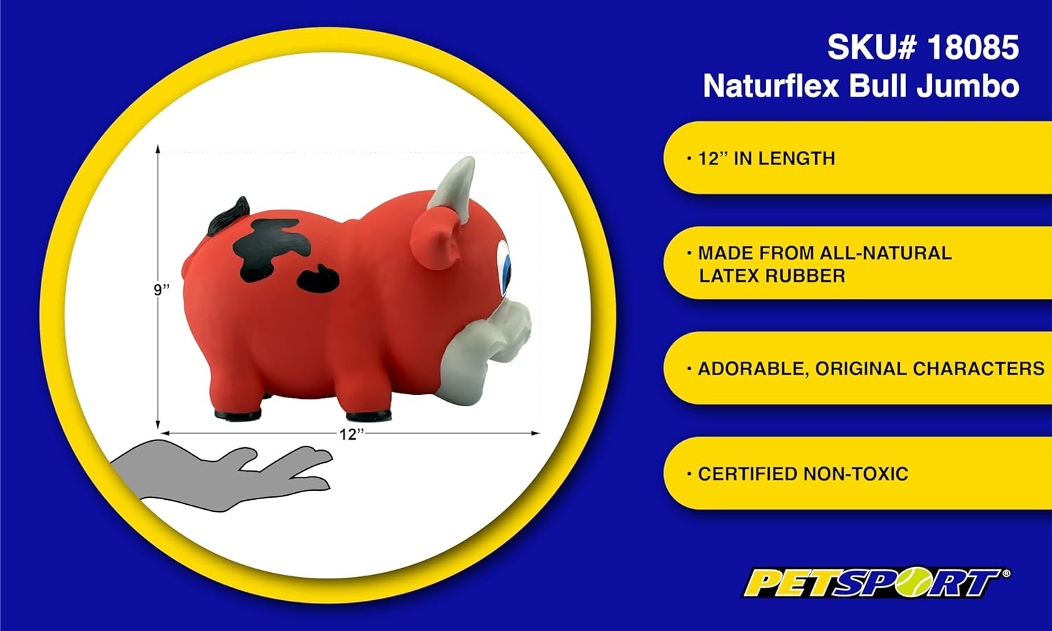 PetSport Jumbo Bull Dog Toy - 12"