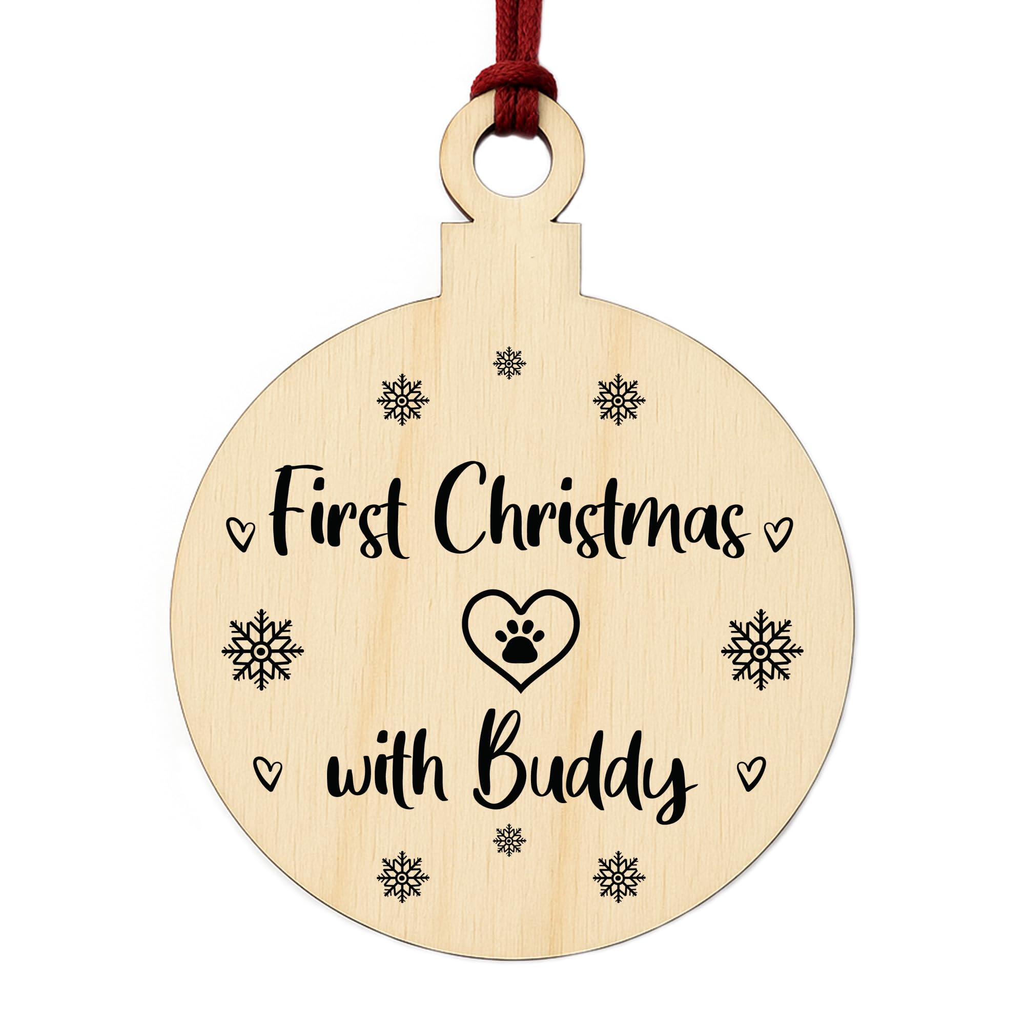 Red Ocean Personalised Dog's First Christmas Wooden Bauble Tree Decoration Dog Pet Gifts
