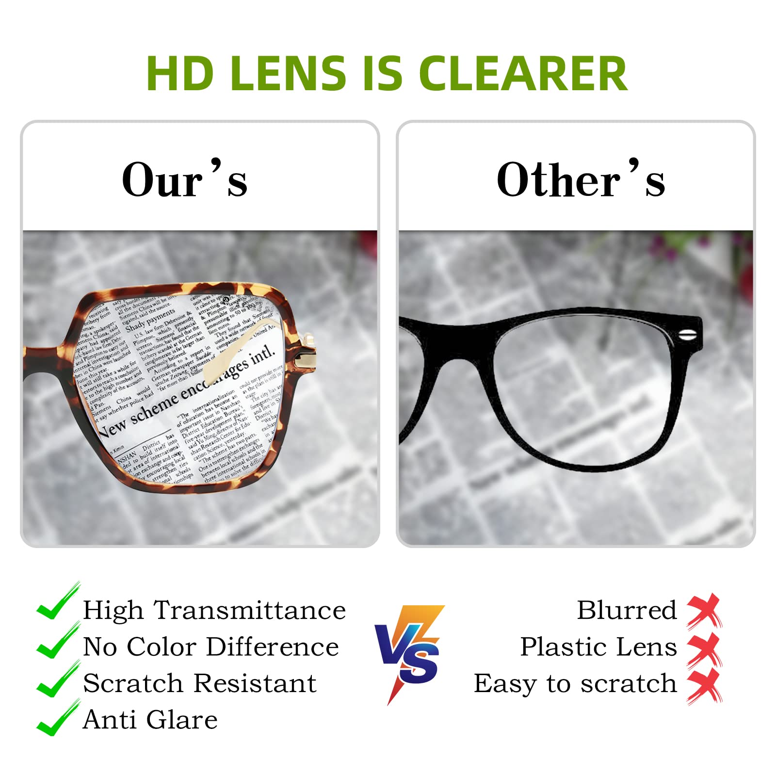 KAEOISFU Oversized Square Reading Glasses for Women Fashion Large Blue Light Blocking Readers - Image 4