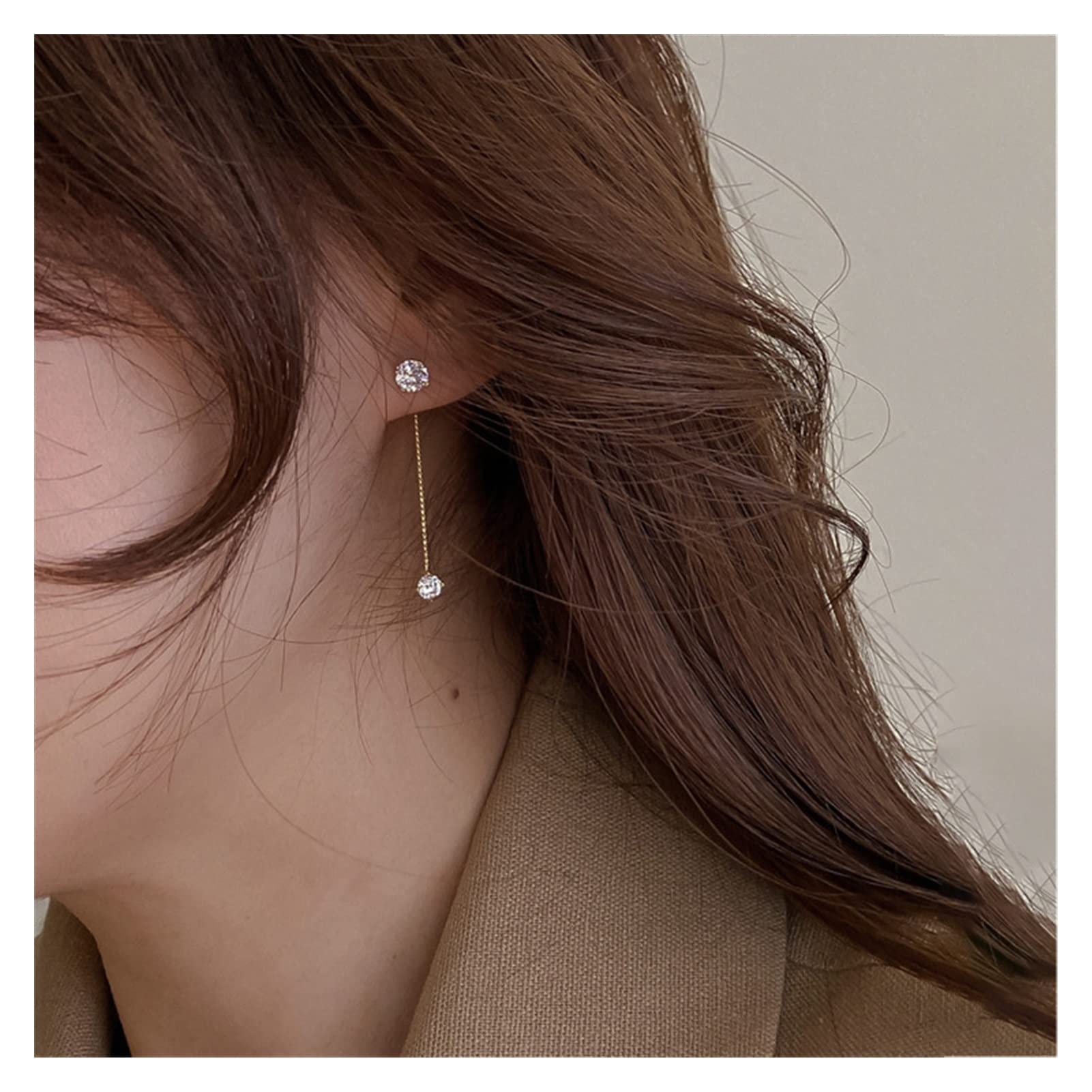 Zircon Long Front and Back Delicate Jewelry High-end Earrings