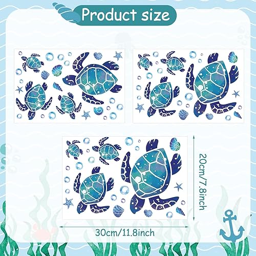 Miniatura 8 de Calcomanías de pared de tortuga marina que brillan en la oscuridad, calcomanías de pared de baño de tortuga marina para niños, bebé, guardería, sala