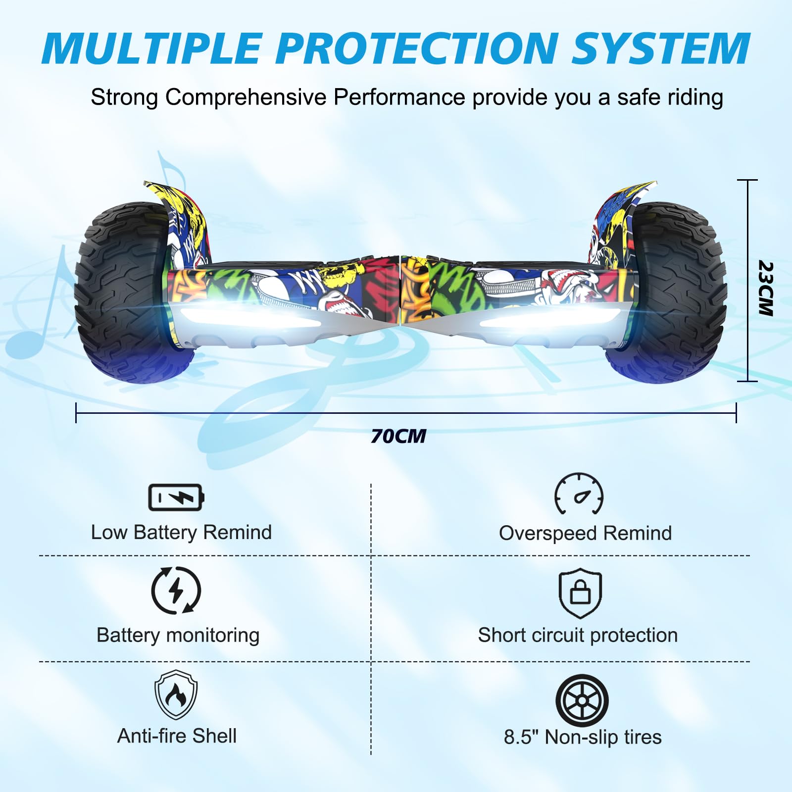 RCB Hoverboards SUV mit Sitz Off-Road, App-fähige Bluetooth Hoverboards, 8,5 '' Hummer + Hoverkart Go Kart für Self Balancing Scooter, Geschenk für Kinder